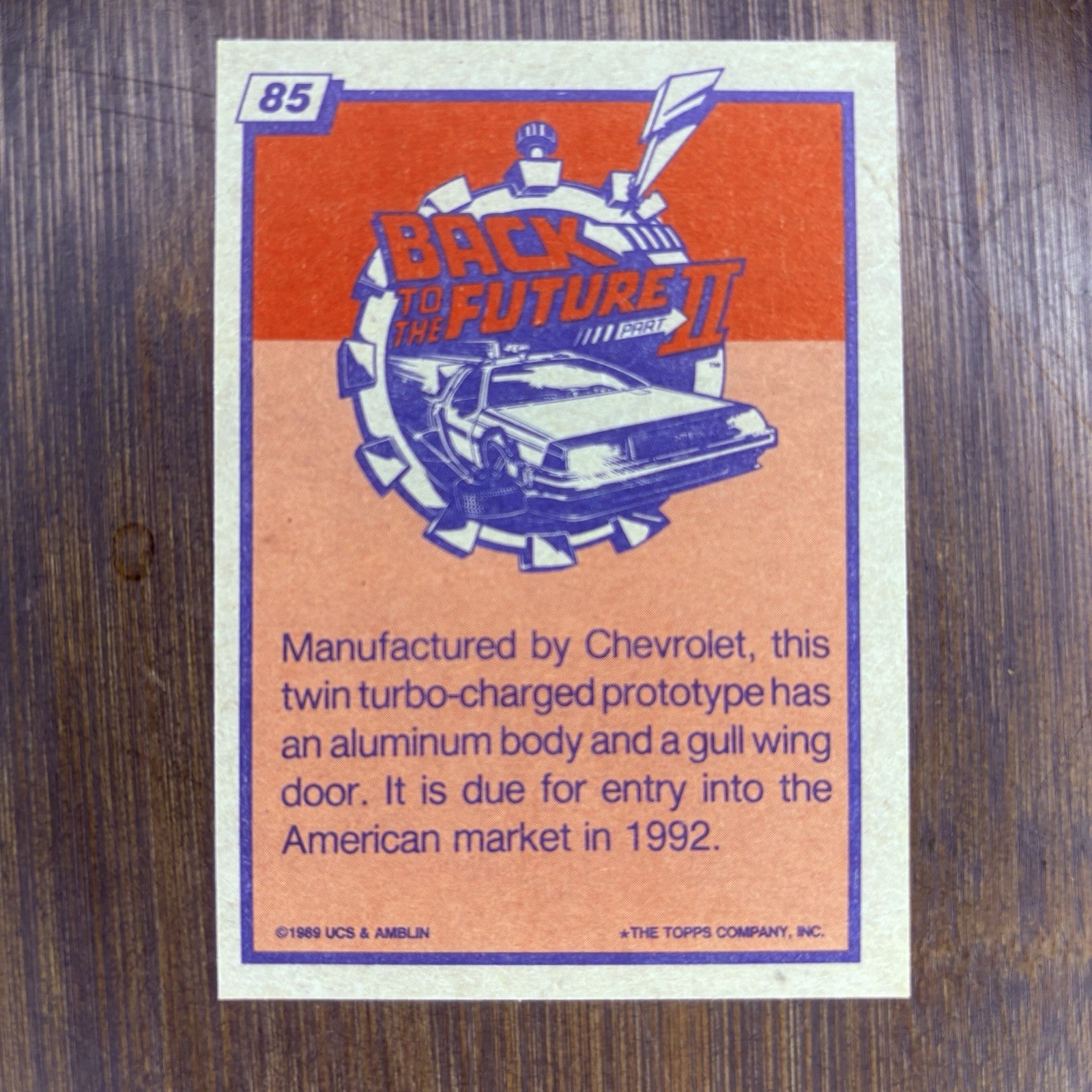 Back To The Future 2 1989 Topps #85 Twin Turbo Charge Prototype Chevrolet1
