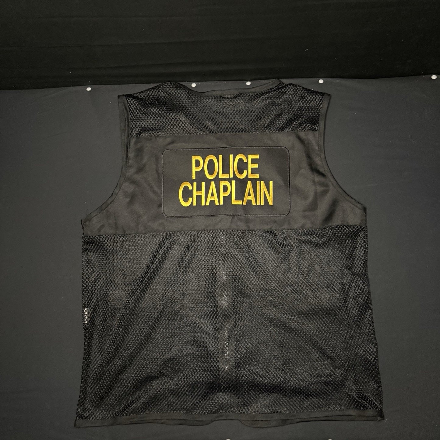 Authentic Police Chaplain Vest Black Mesh With Pockets RARE0