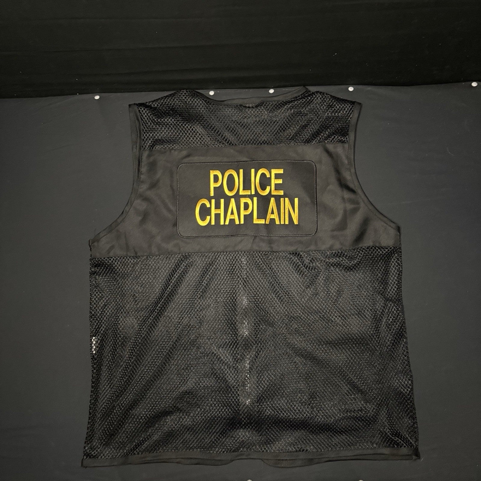 Authentic Police Chaplain Vest Black Mesh With Pockets RARE0
