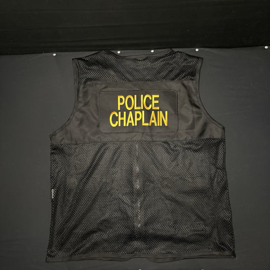 Authentic Police Chaplain Vest Black Mesh With Pockets RARE0