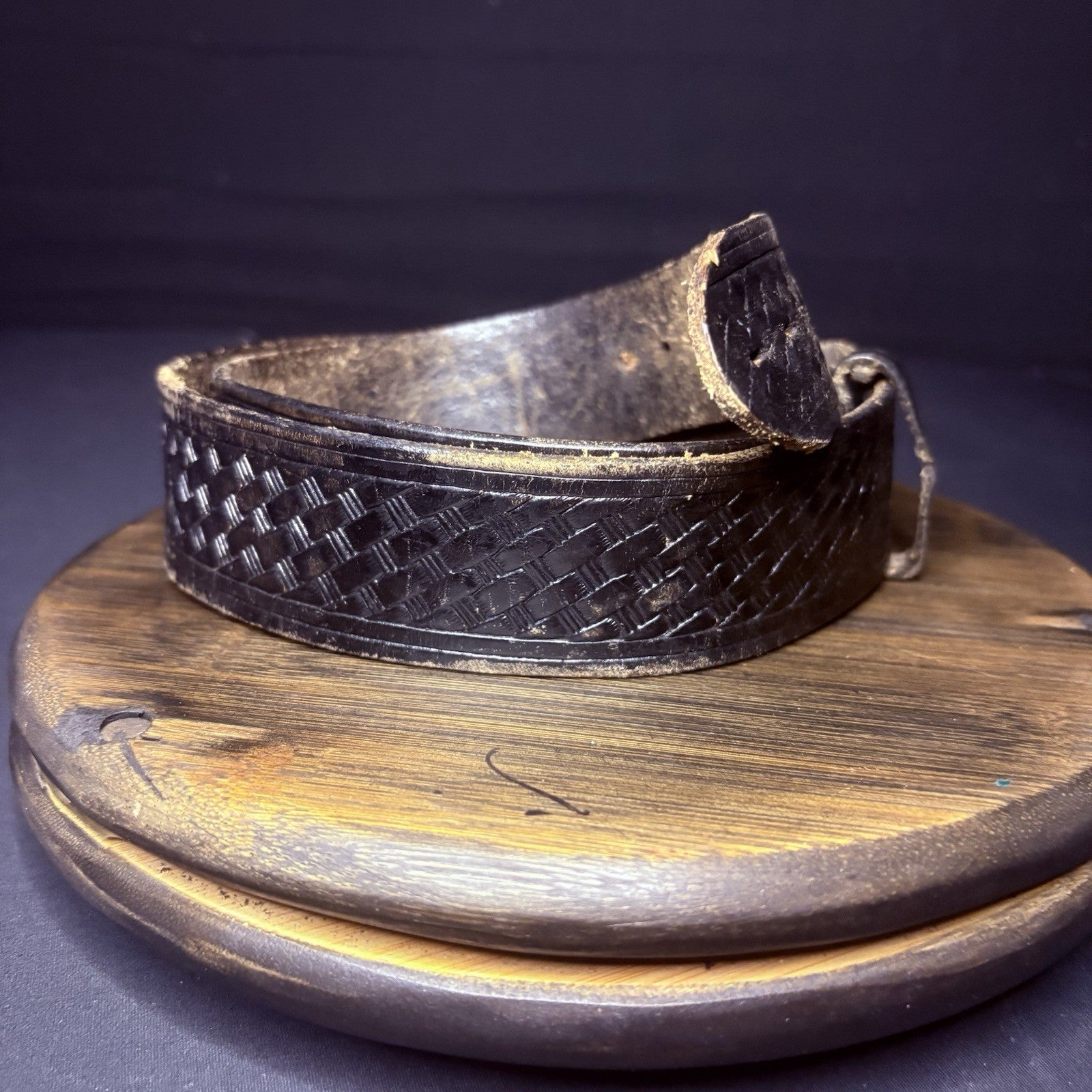 Leather Duty Belt (Size 36") Waist Black Basket Weave Leather3