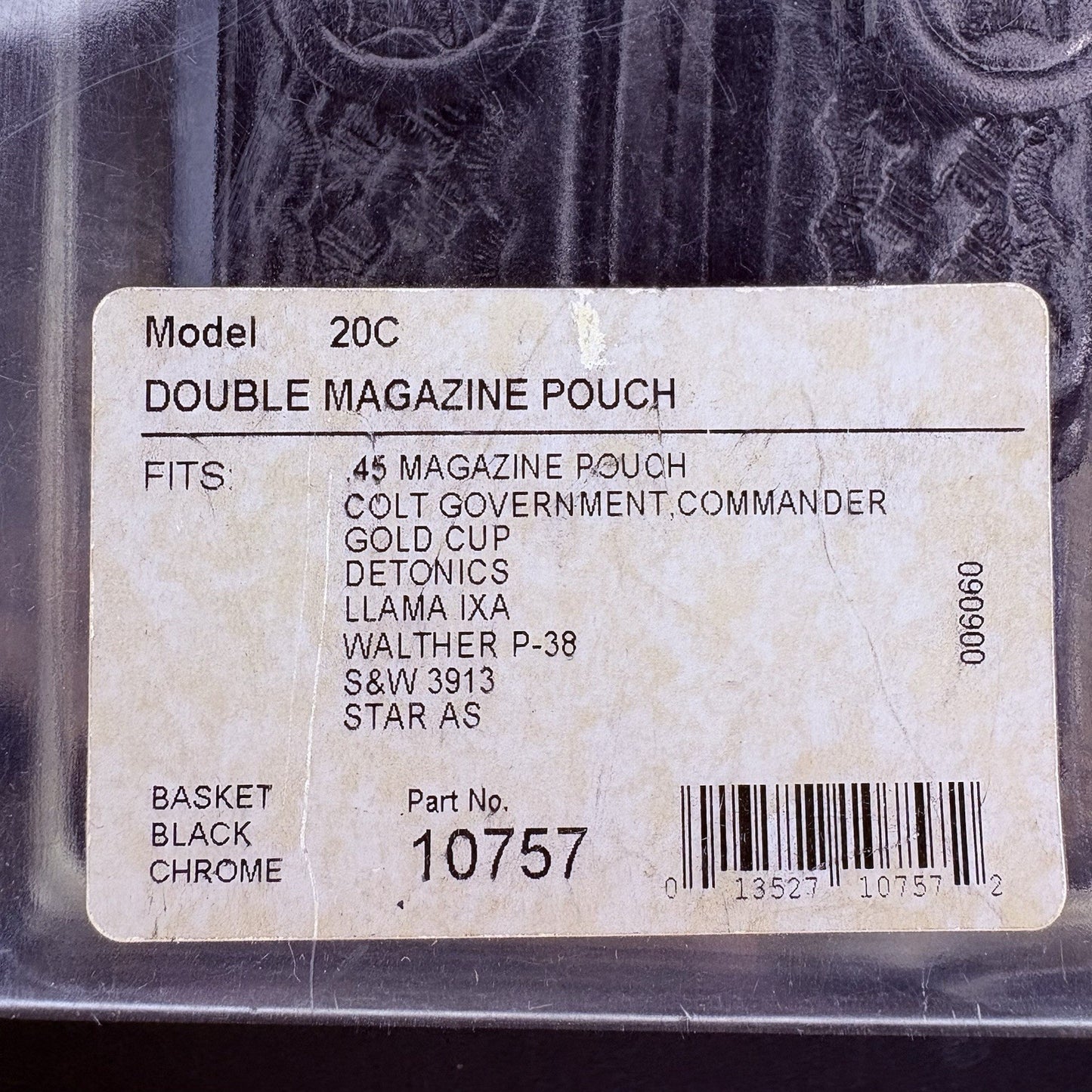 Bianchi .45 20C Double Magazine Pouch NOS Black Leather Basketweave Holder3