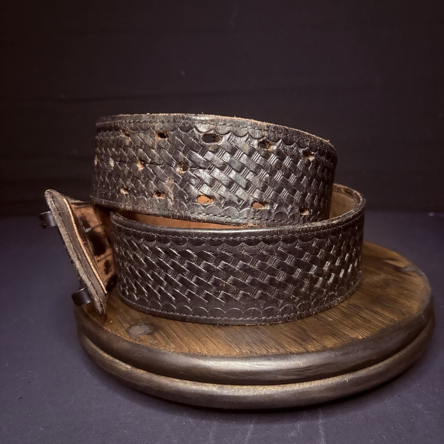 Bianchi Duty Belt (Size 36") Waist Black Basket Weave Leather1