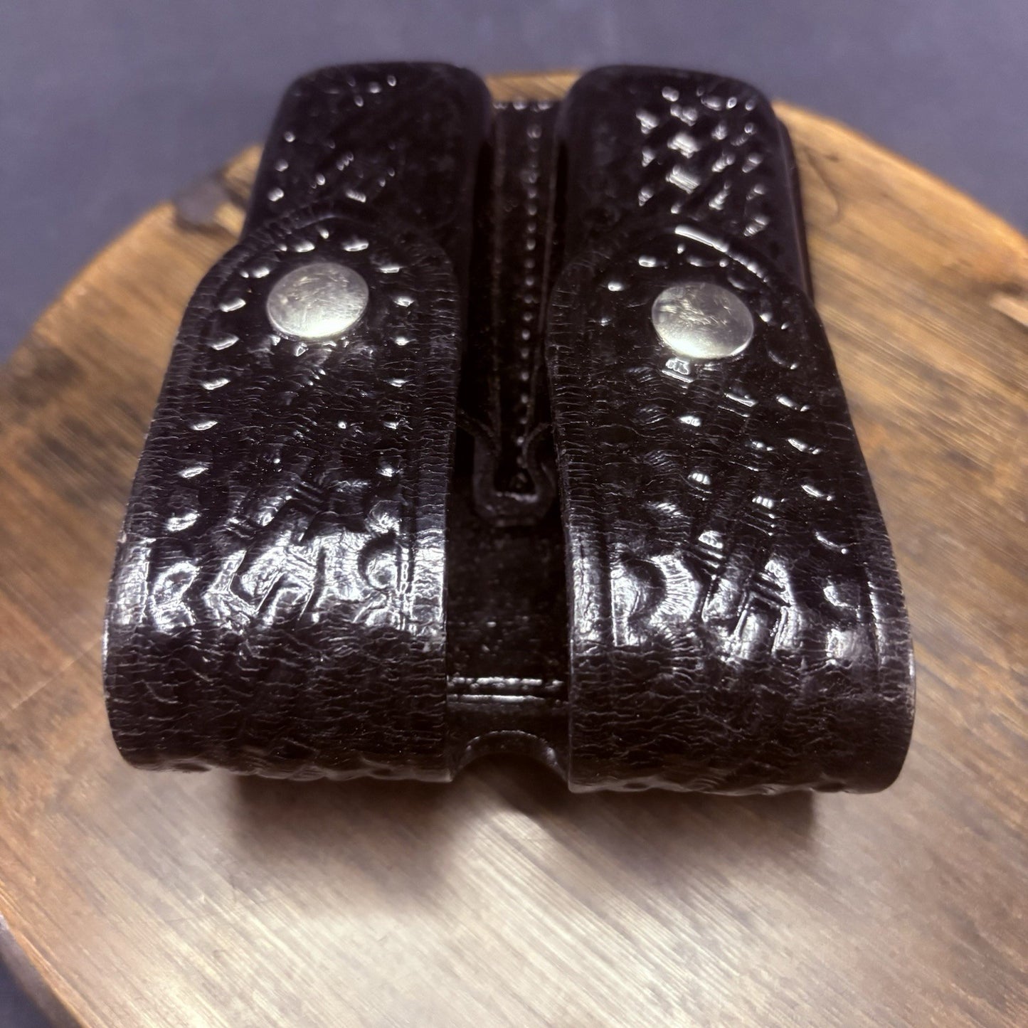 AKER 510-4 Double Magazine Carrier Pouch Double Stack .45 Basket Weave Leather4