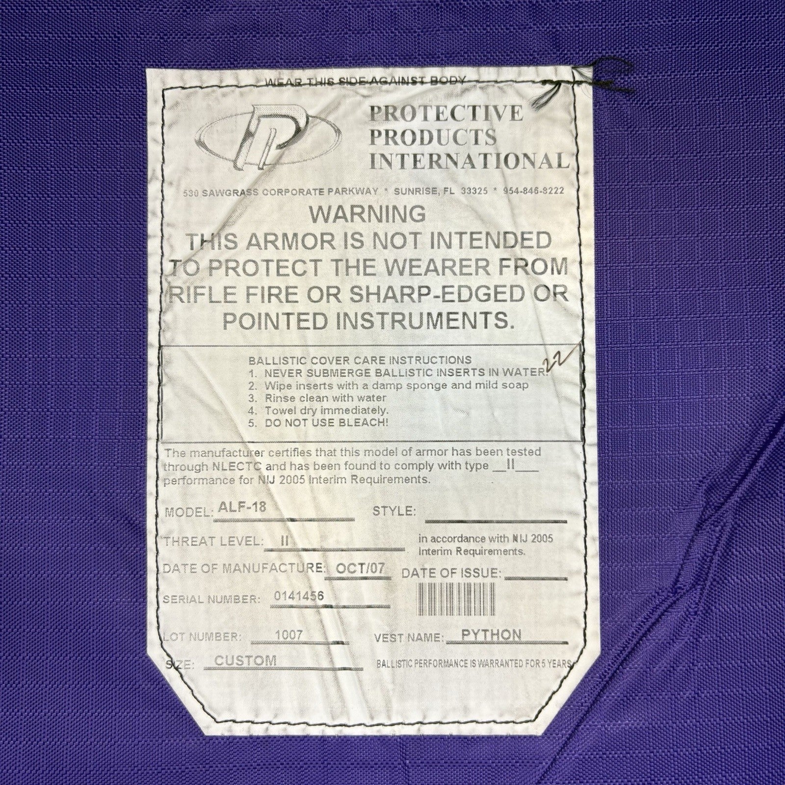 PPI Bullet Proof Vest Size LARGE Level II (2) Ballistic Concealable Vest9