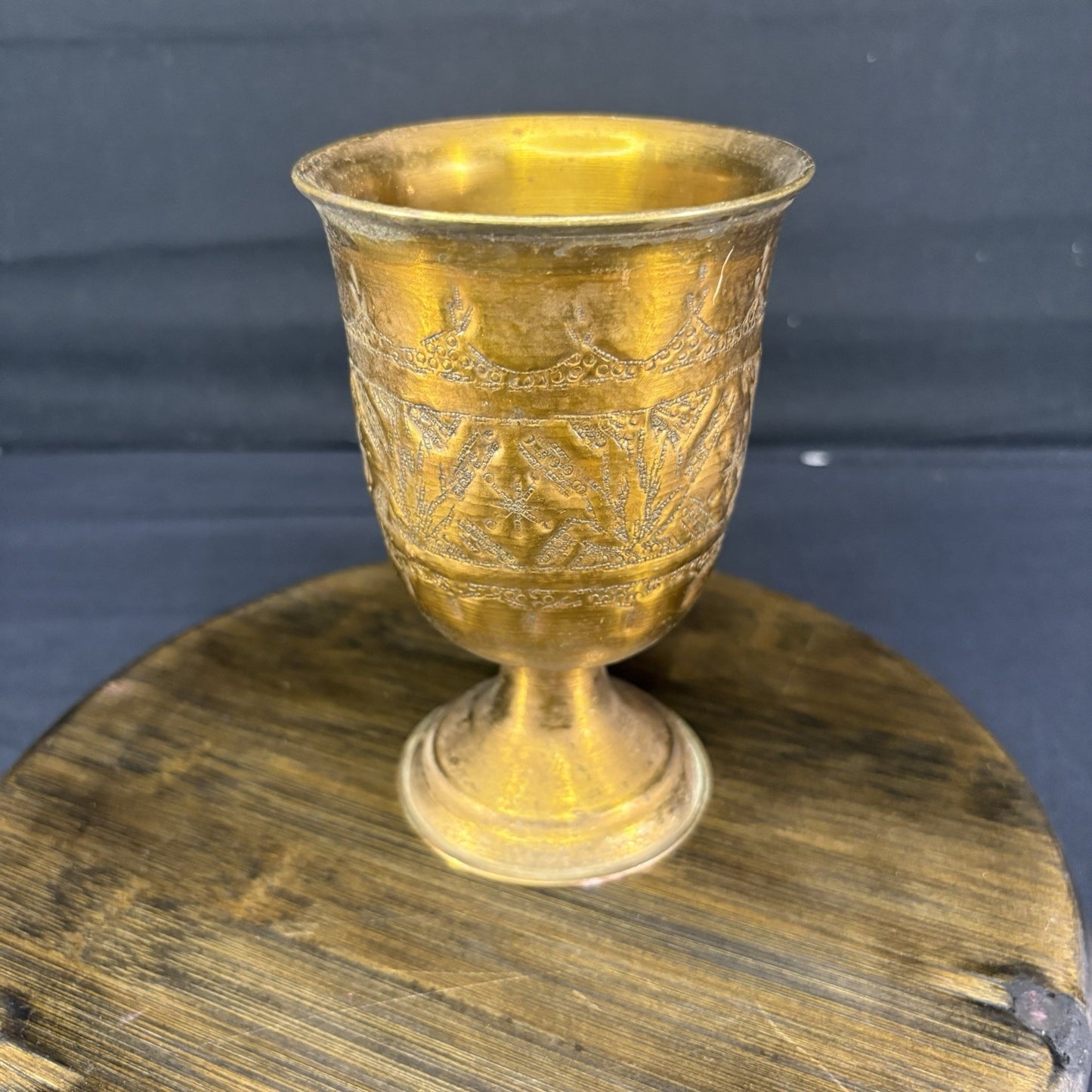 Goblet Qajar Dynasty Antique Copper Hand Etched Goblet (cup) Early 1900s7