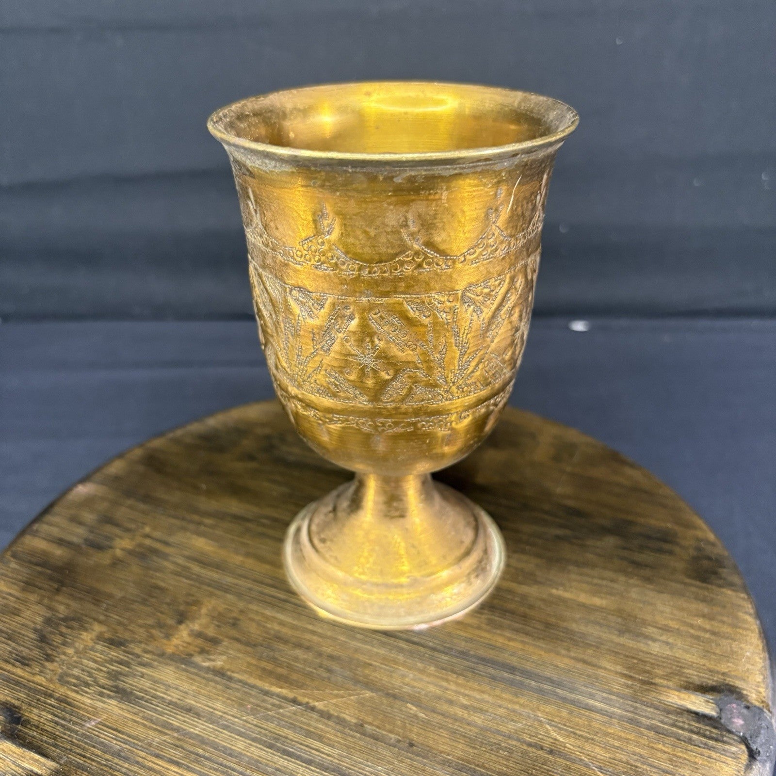 Goblet Qajar Dynasty Antique Copper Hand Etched Goblet (cup) Early 1900s7