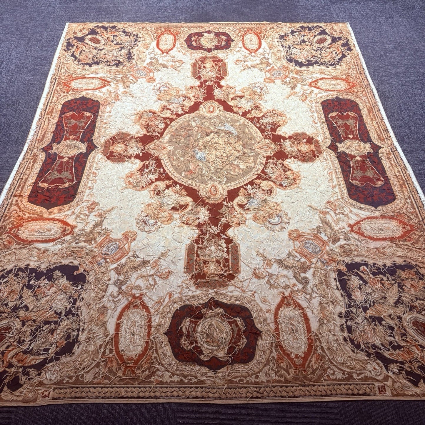Antique French Tapestry 10x8, 19th Century, Hand Woven Aubusson Dragons16