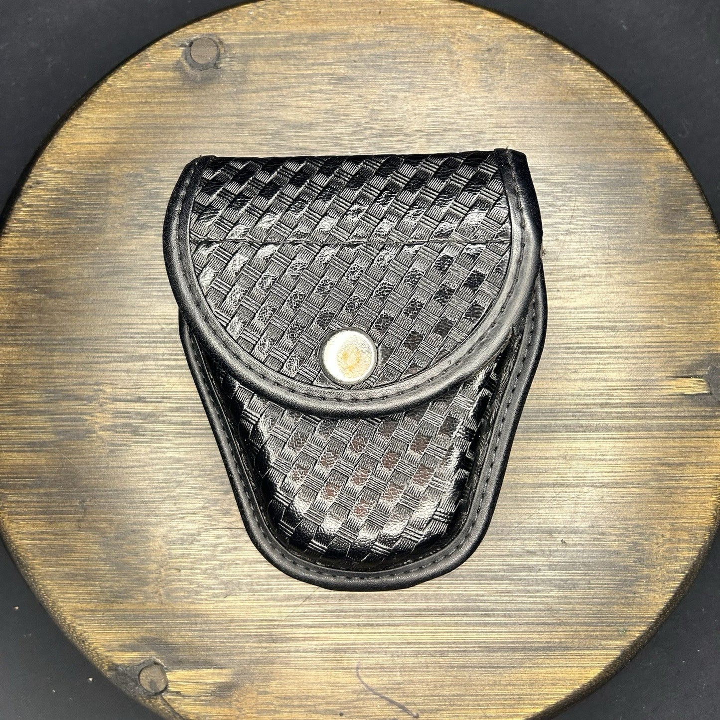 Bianchi Handcuff Case 7900 With Chrome Snap Basket Weave AccuMold Size 10