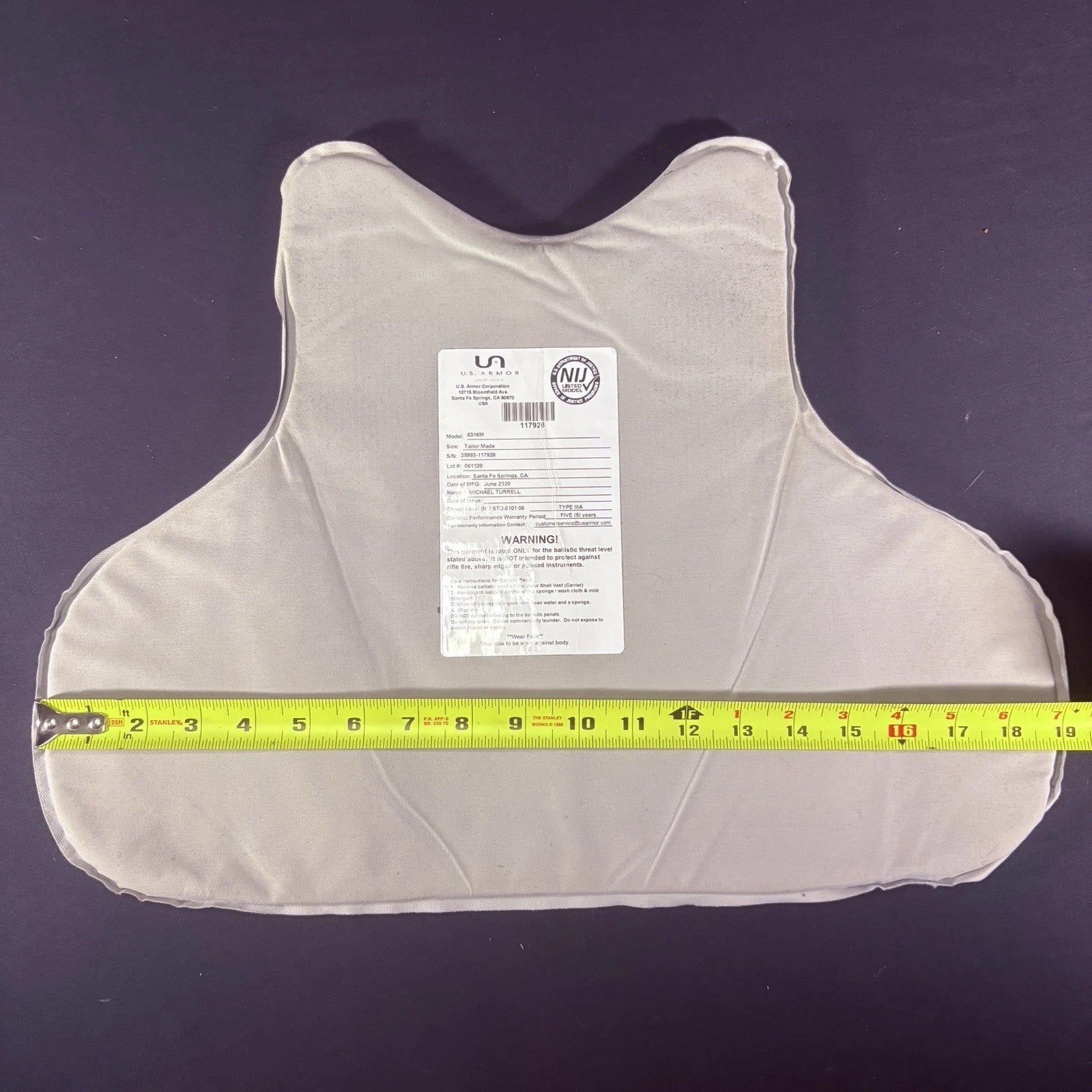 US Armor Level II (2) Bullet Proof Vest ~Size XL~ 2020 Concealable Ballistic11
