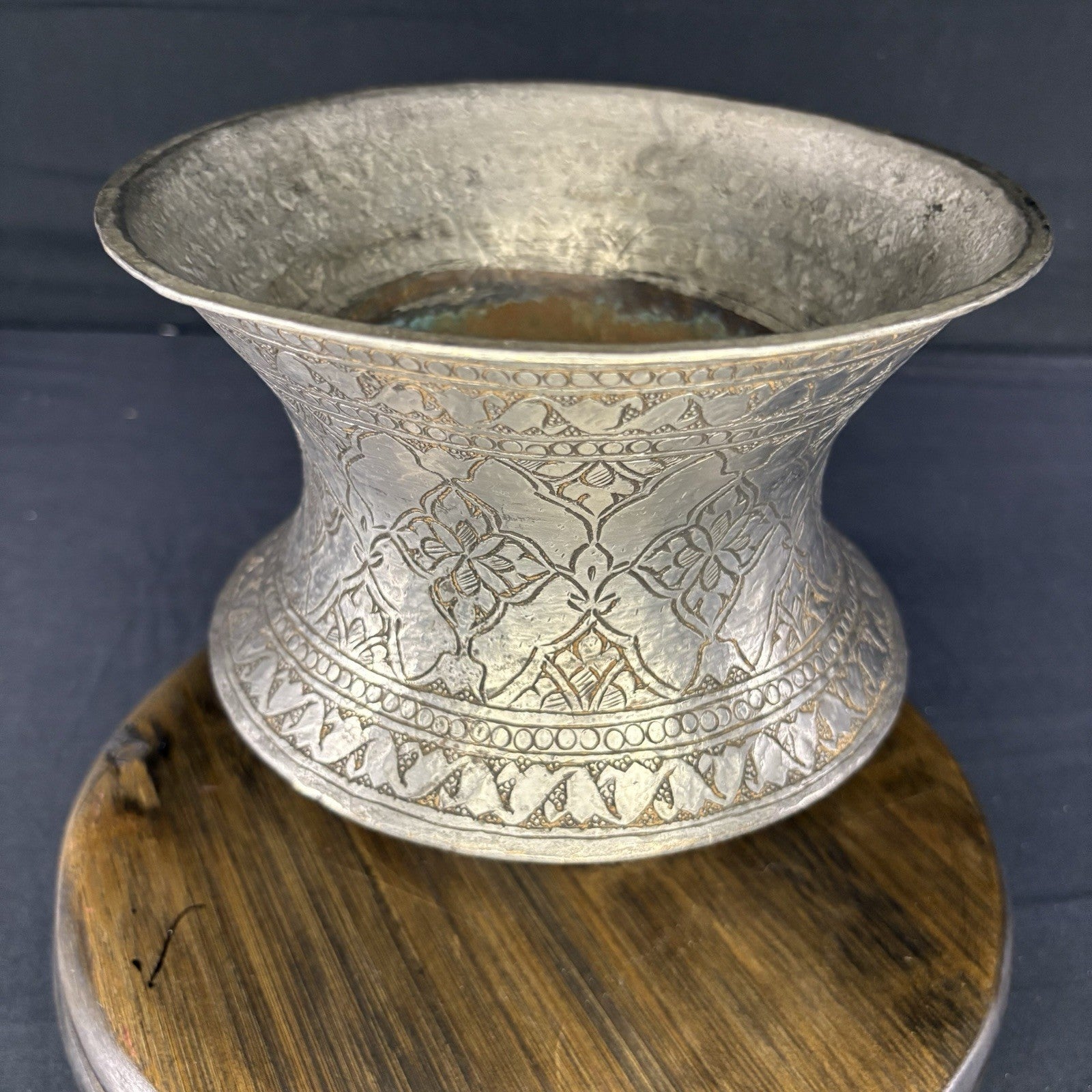 Qajar Era Copper Vessel Hand Hammered Islamic Calligraphy Tinned Late 1800s1