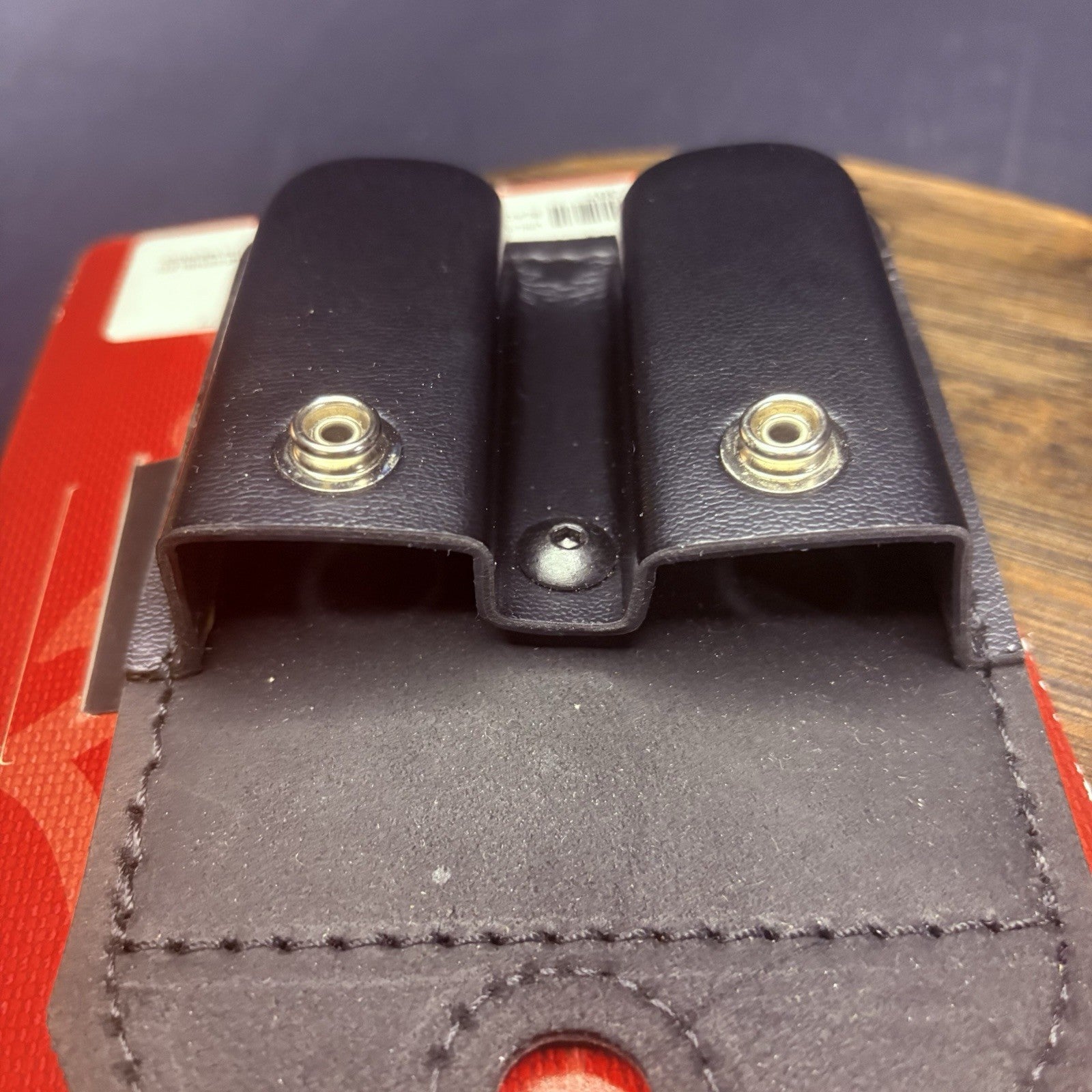 Safariland 77 Double Magazine Pouch Leather Plain Black Chrome Glock 9mm, .404
