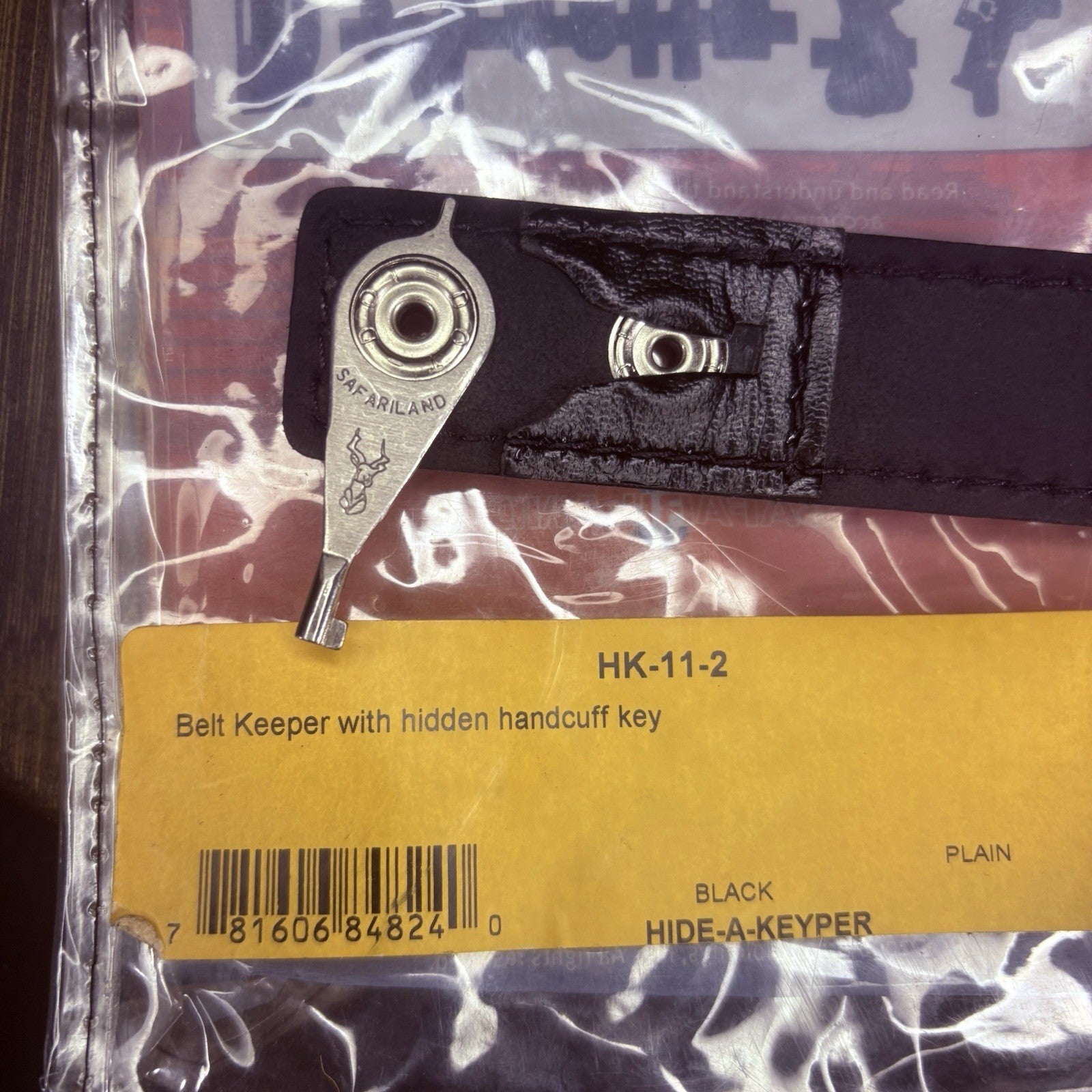 Belt Keeper w/ Hidden Handcuff Key HK-11 Hide-a-Keyper Black Leather Chrome Snap1