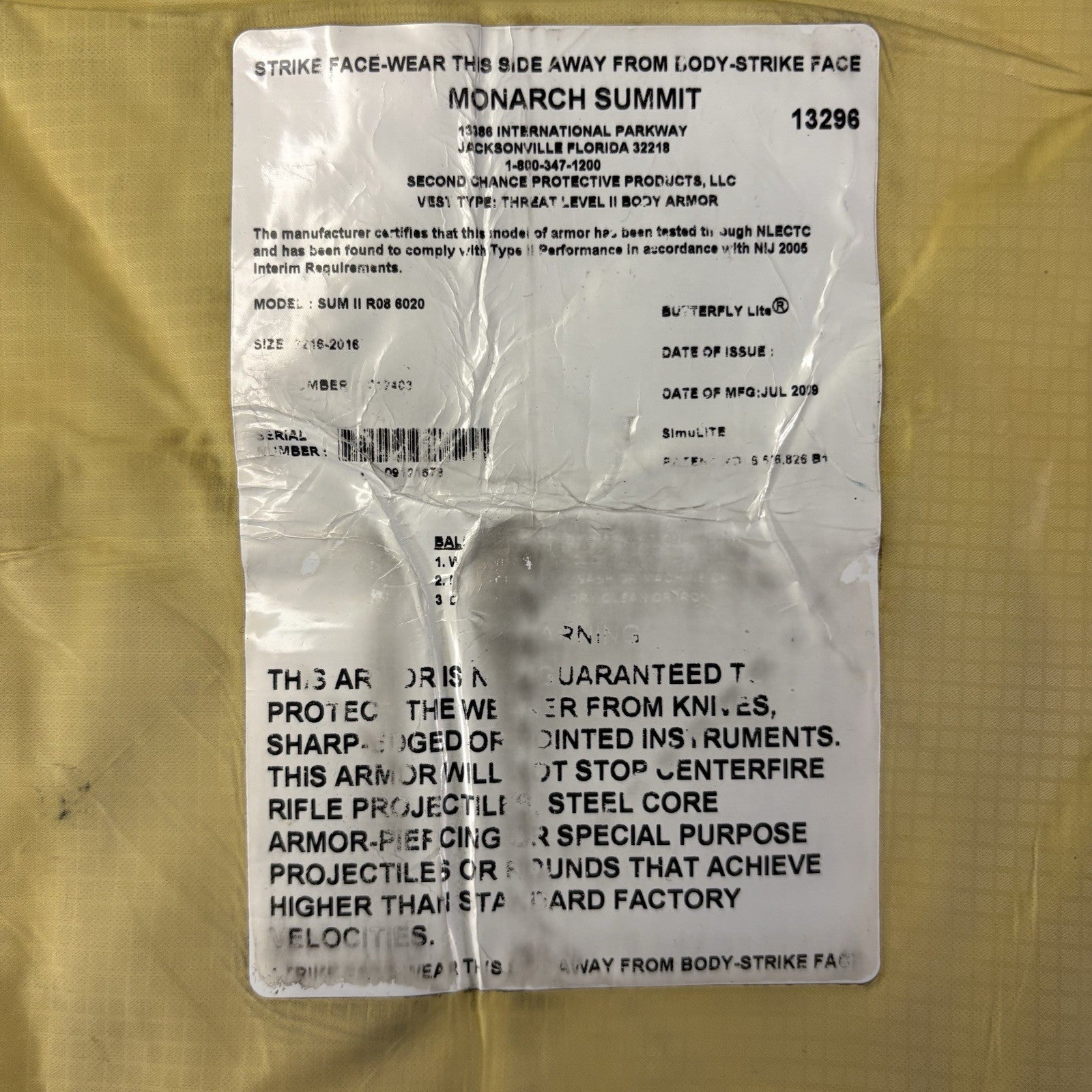 Level II(2) Bullet Proof Vest Size XL Extra Large Second Chance Concealable Vest19