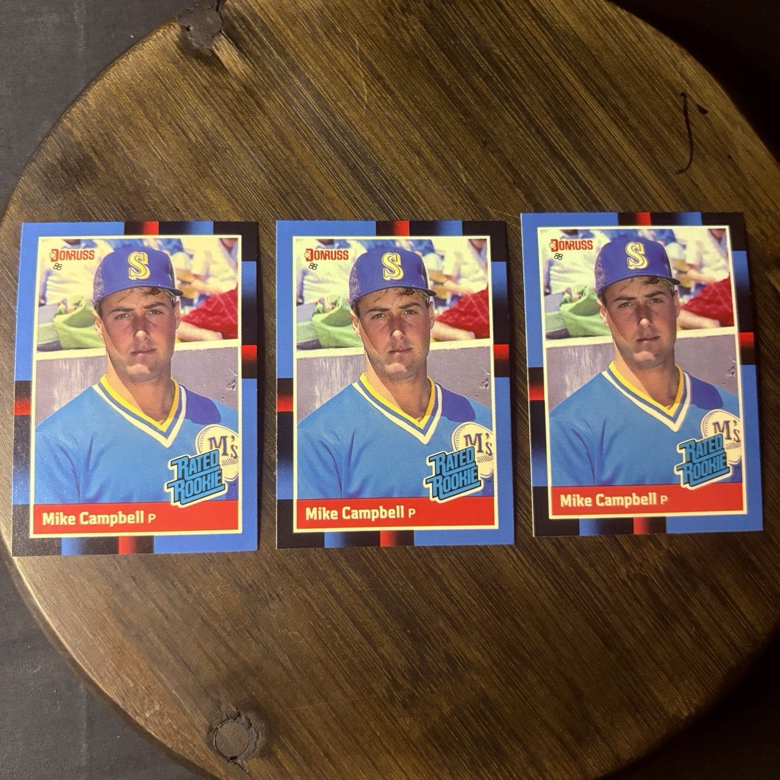 (3) 1988 Donruss #30 Mike Campbell RC Seattle Mariners Card Lot0