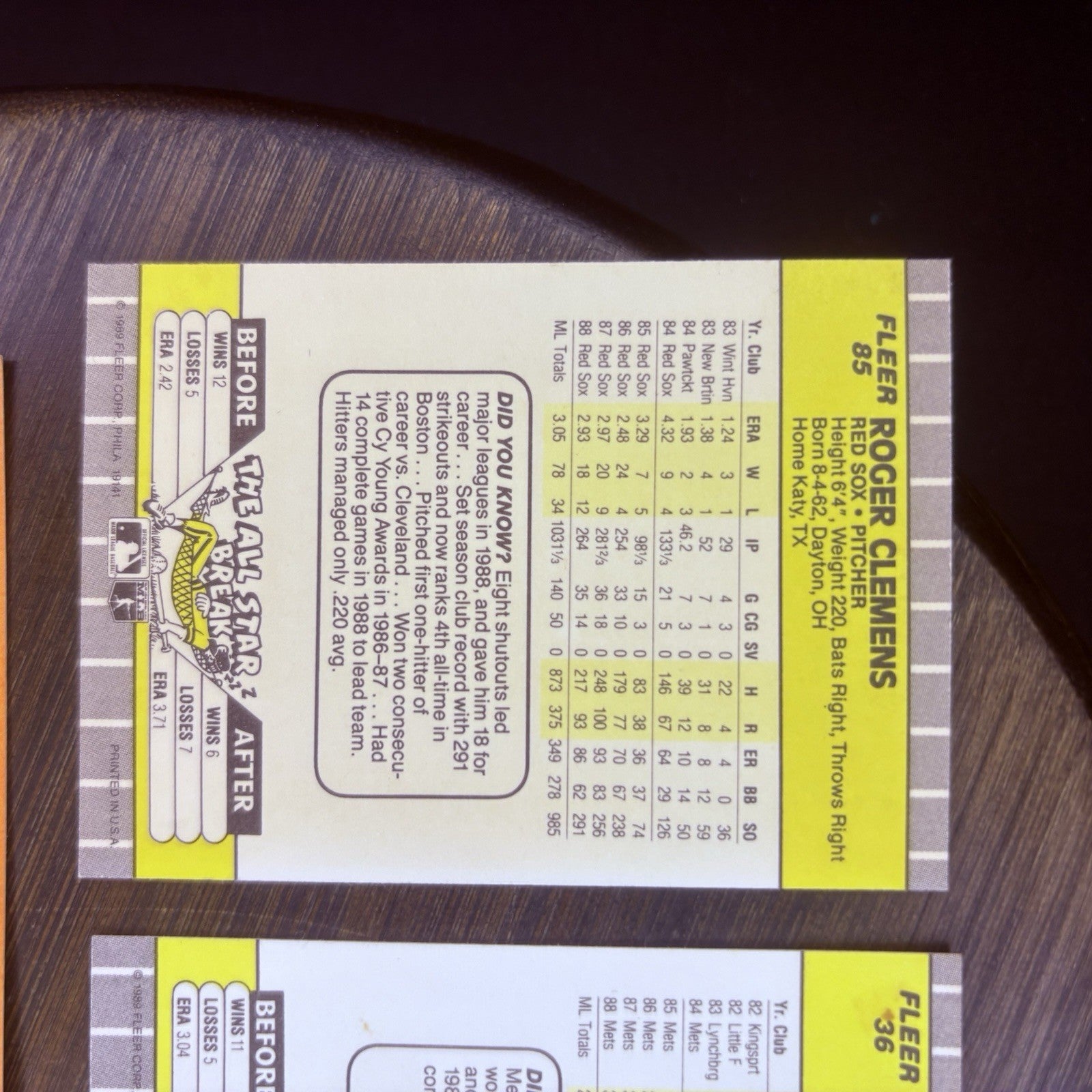 1989 Donruss #547 Fleer #85, #36, #481 High Grade Baseball Card Lot Of (5)  7
