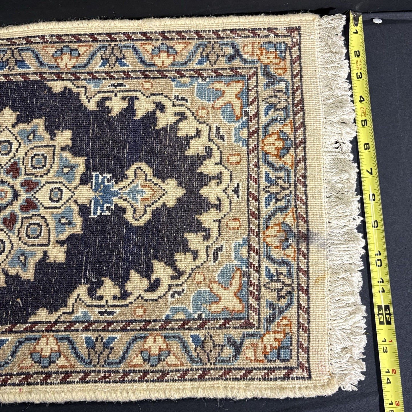 Persian Nain Rug Hand Knotted Blue Medallion 2'x1' or 26"x14" or 40cm X 60cm8
