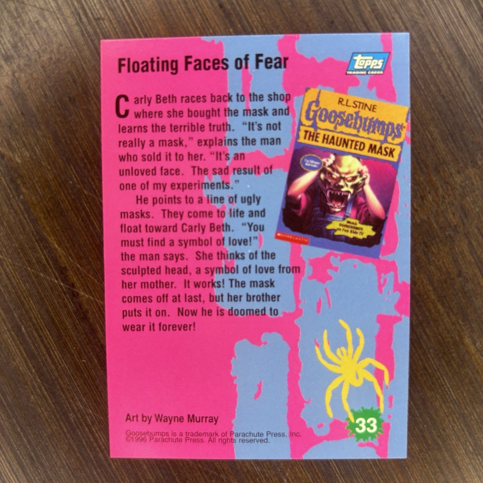 1996 Floating Faces Of Fear 33 R.L.Stine Goosebumps Trading Card, High Grade1