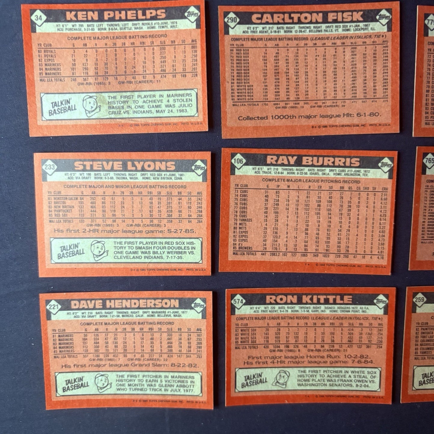 1986 Topps High Grade Baseball Cards.  15 card lot9