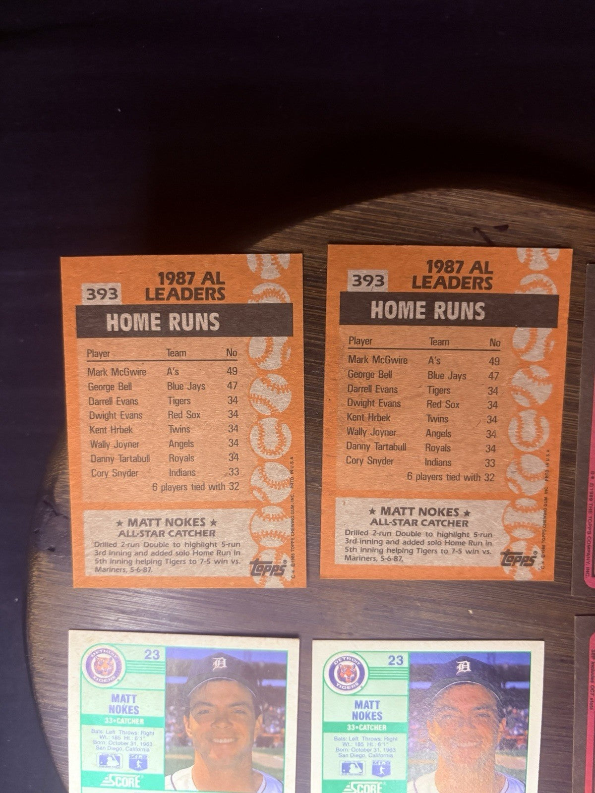 Matt Nokes (Lot of 6) Baseball Cards Detroit Tigers  MLB7