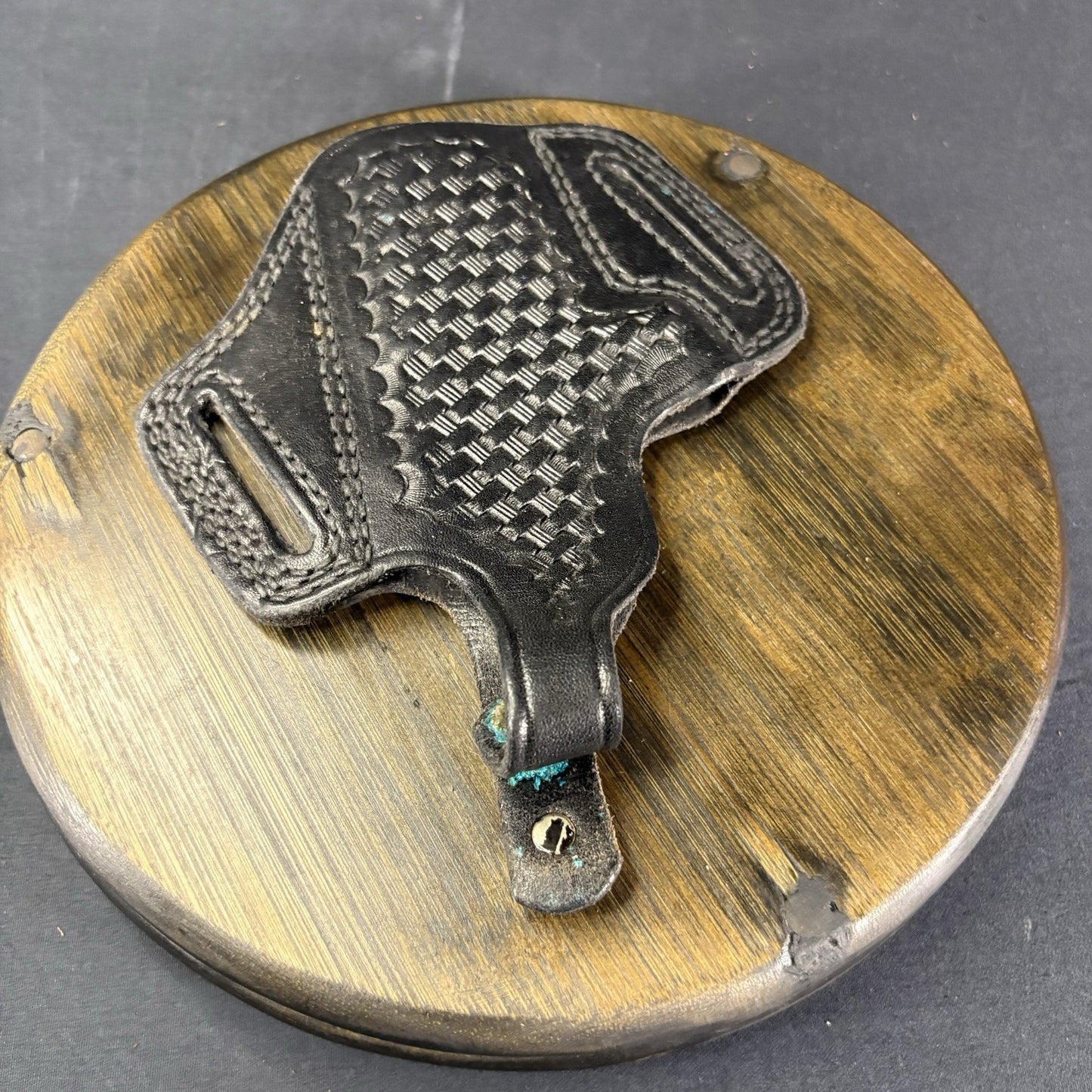 Tex Shoemaker 16PC Pancake Holster Black Basket Weave For S&W 39& 59 Broken Snap2