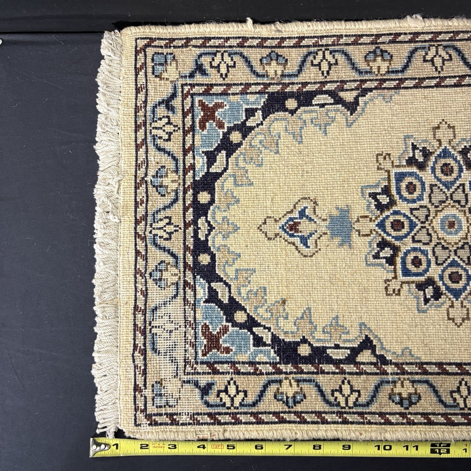 Persian Nain Rug Hand Knotted Blue Medallion 2'x1' or 25"x16" or 40cm X60cm5