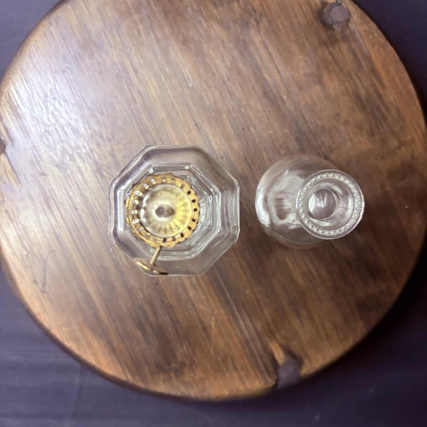 VTG Miniature Hurricane Oil Lamp, Thick Glass Octagon Base - 6.5"4