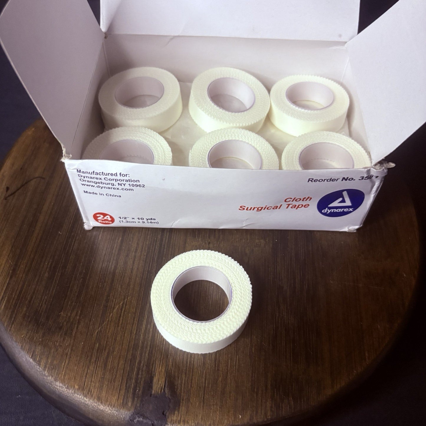 (13 Rolls) Cloth Surgical Tape Rolls 1/2"x 10 yards White Hypoallergenic Dynarex0