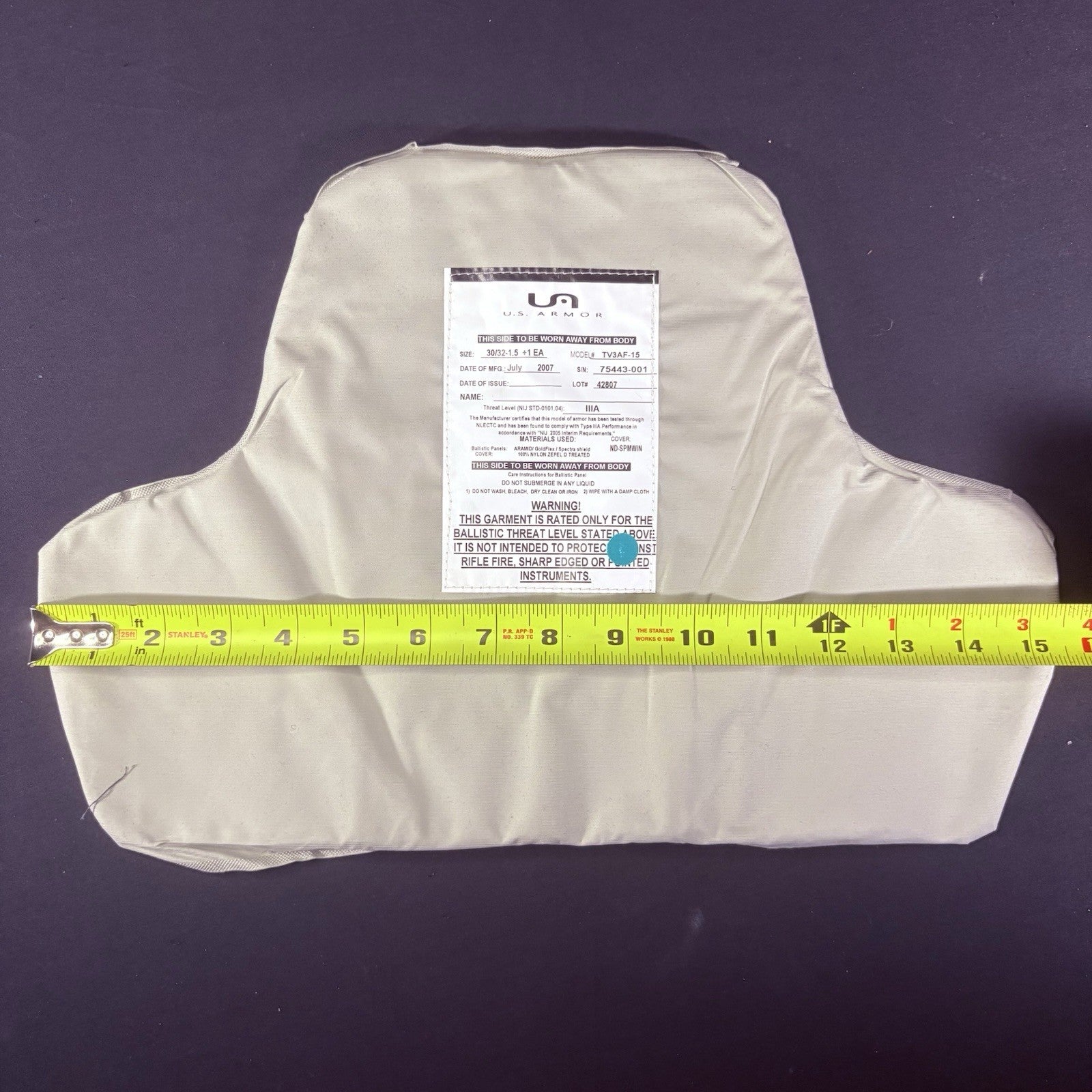 US Armor IIIA (3A) Bullet Proof Vest (Size Female SMALL) With Trauma Plate17