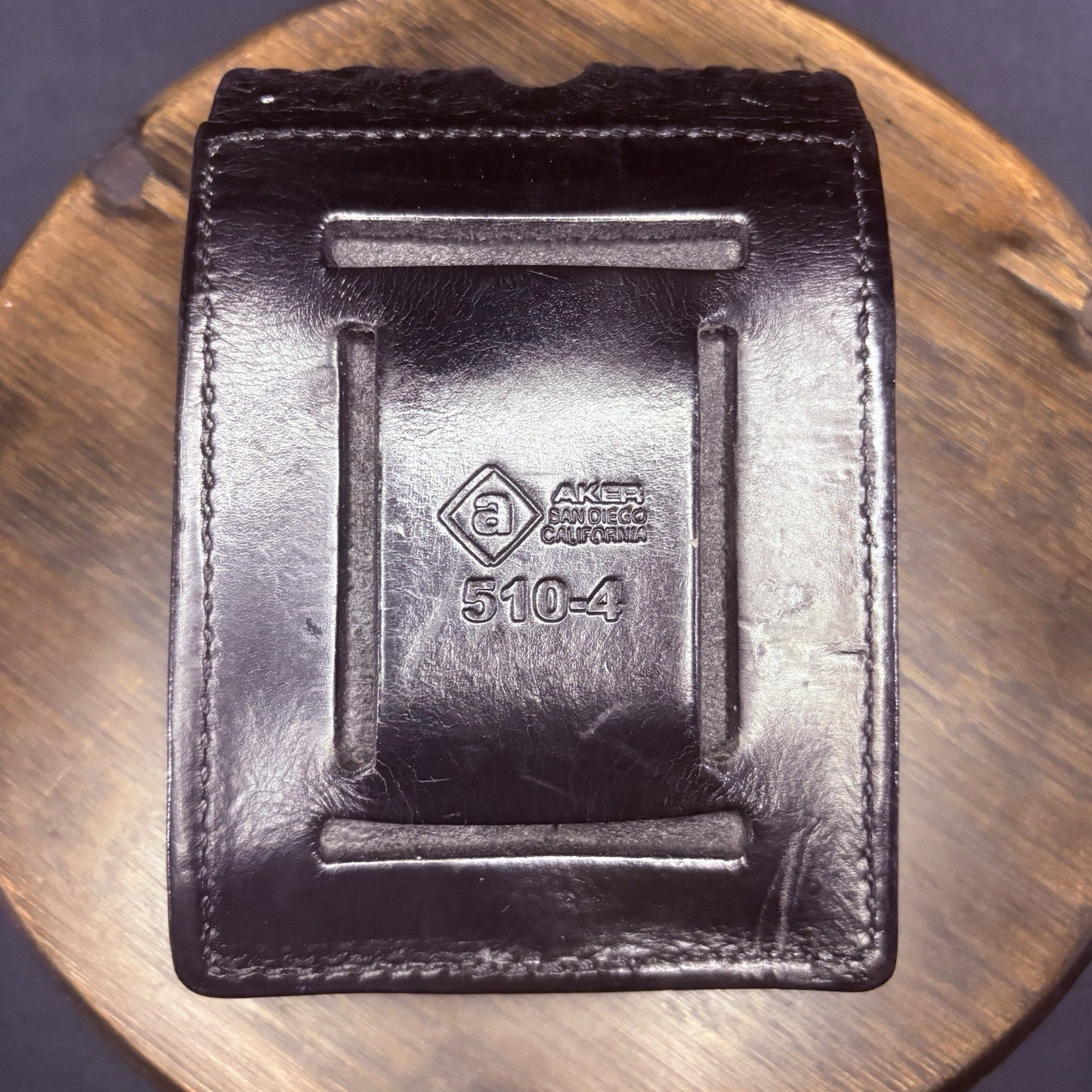 AKER 510-4 Double Magazine Carrier Pouch Double Stack .45 Basket Weave Leather1
