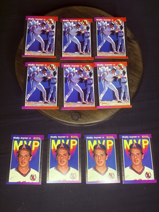 (LOT of 10) Wally Joyner 1989 DONRUSS MVP Baseball cards (#BC21, #52) NM0