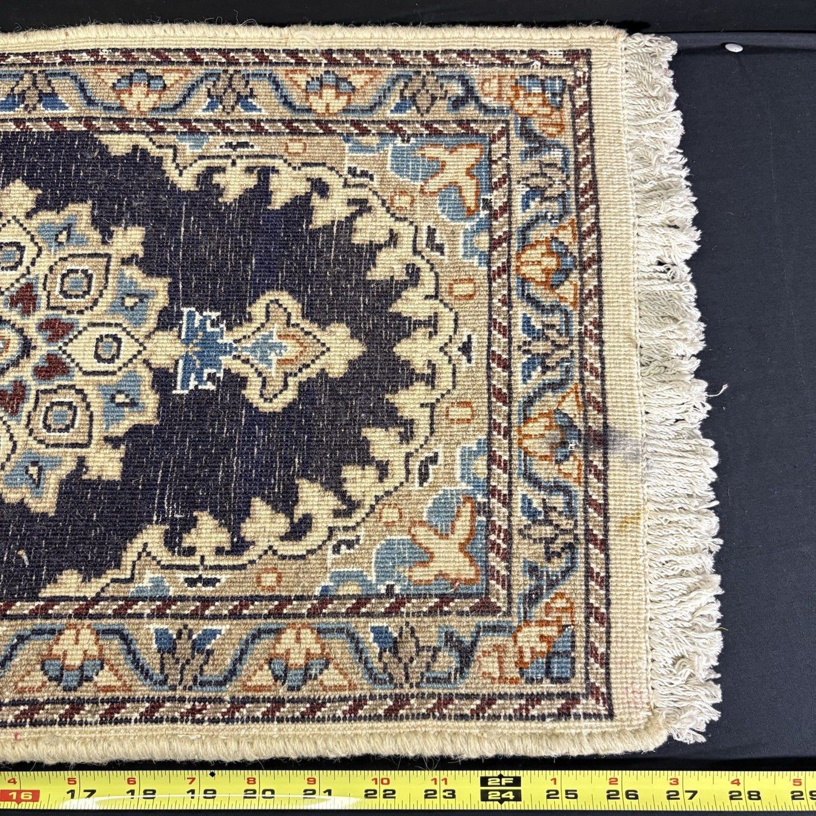 Persian Nain Rug Hand Knotted Blue Medallion 2'x1' or 26"x14" or 40cm X 60cm7