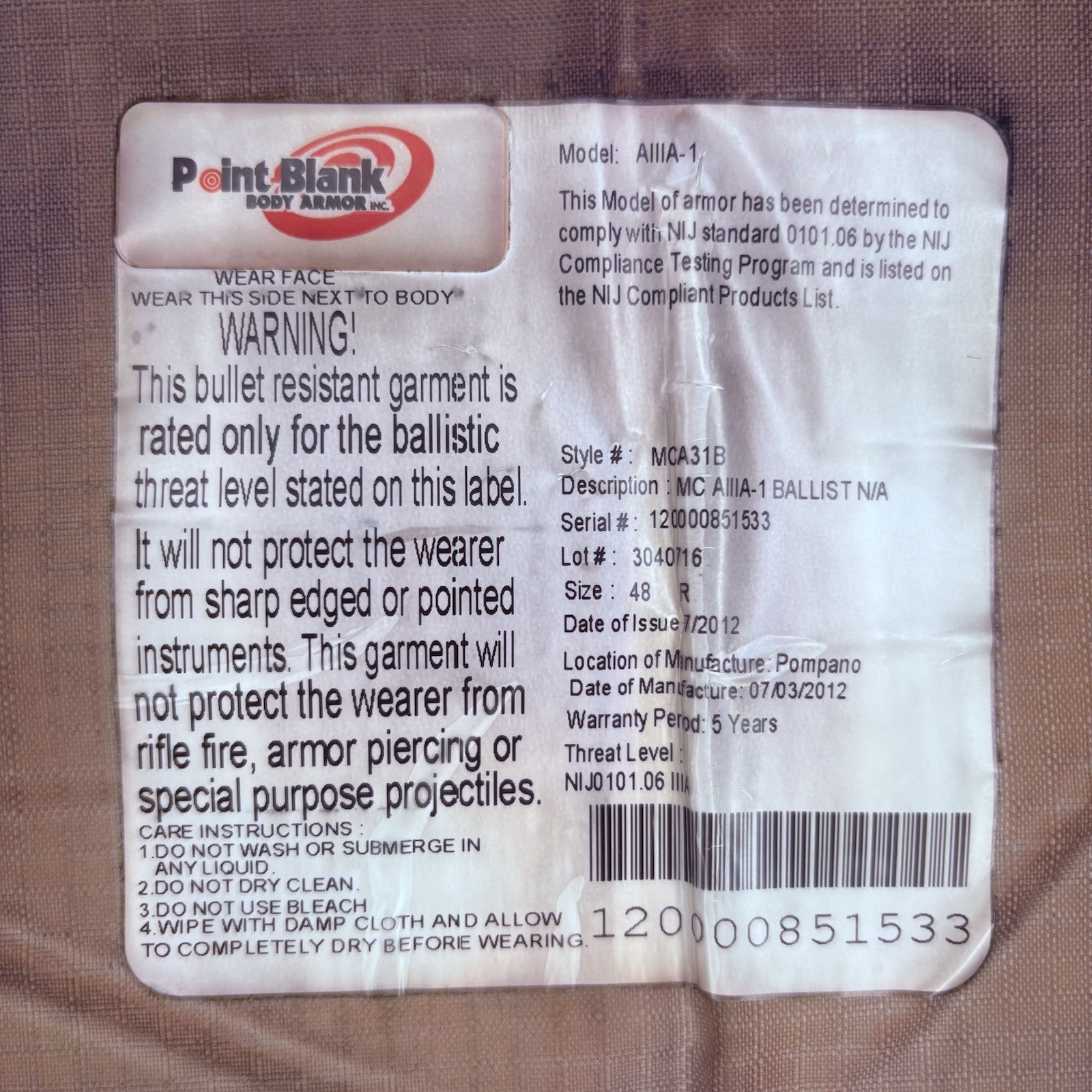 PB Armor 3A Bullet Proof Vest Size Large IIIA Ballistic Concealable Body Armor2