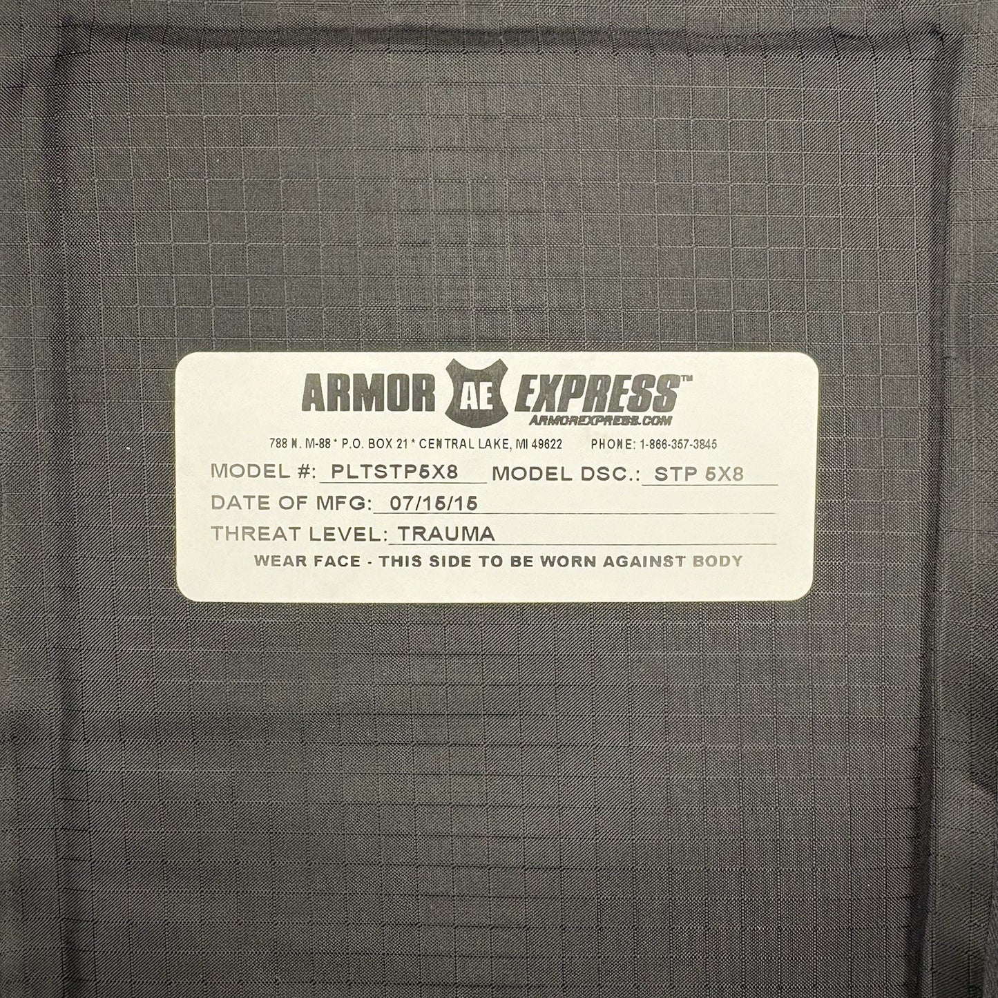 Armor Express Trauma Pad 5x8 Model STP Soft Black Impact Panel Body Armor1