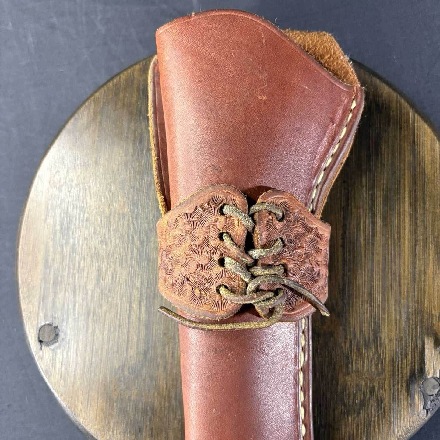 Hand Made Leather Single Action Revolver Holster Fits Up To 6” Left Hand Draw1