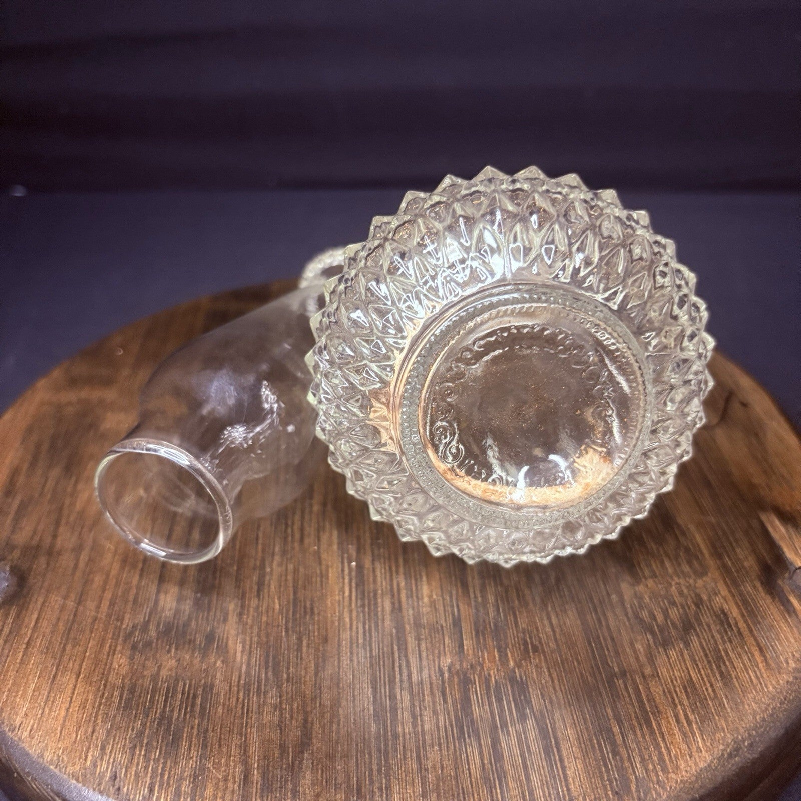 VTG Miniature Hurricane Oil Lamp Lamplight Farms Petite Diamond Cut Crystal Base4