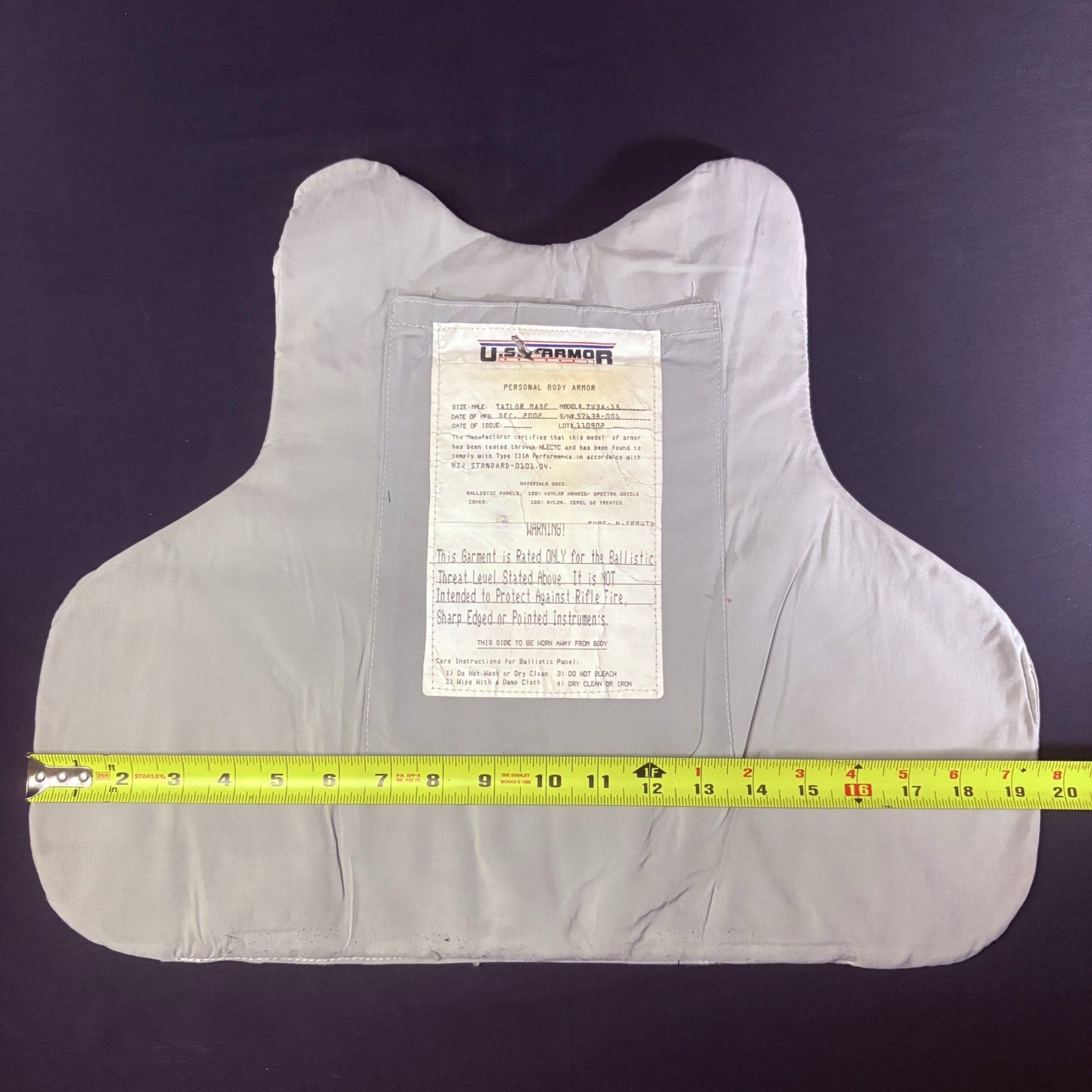 US Armor 3A Bullet Proof Vest Size Large IIIA Concealable Ballistic Vest7