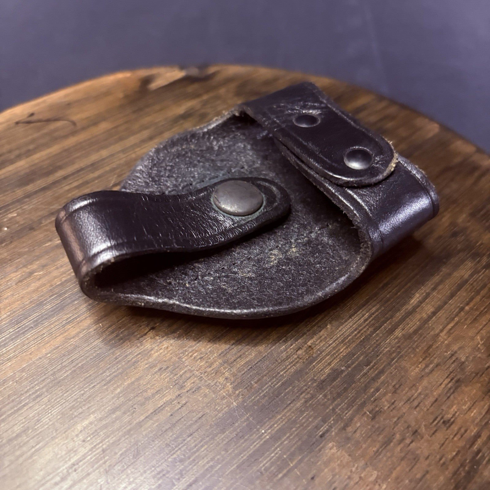 Aker 503 Bikini Handcuff Case Black Plain Leather RARE With Belt Clip8