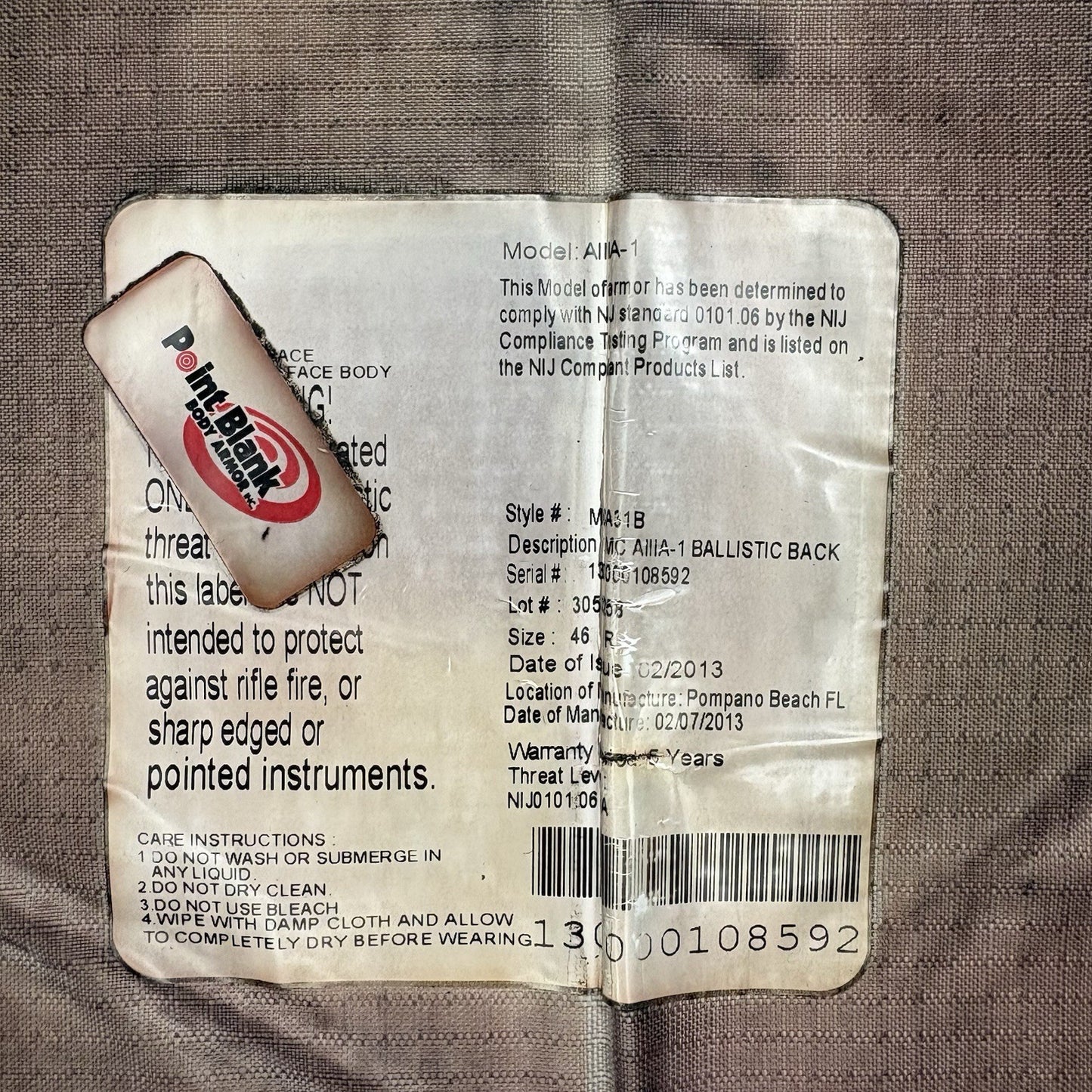 PB Armor 3A Bullet Proof Vest Size Medium IIIA Concealable Vest w/Trauma Plate9