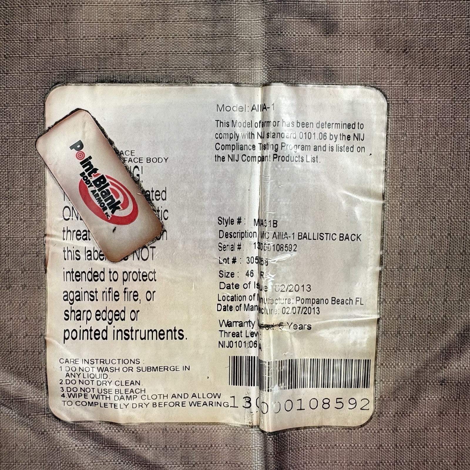 PB Armor 3A Bullet Proof Vest Size Medium IIIA Concealable Vest w/Trauma Plate9