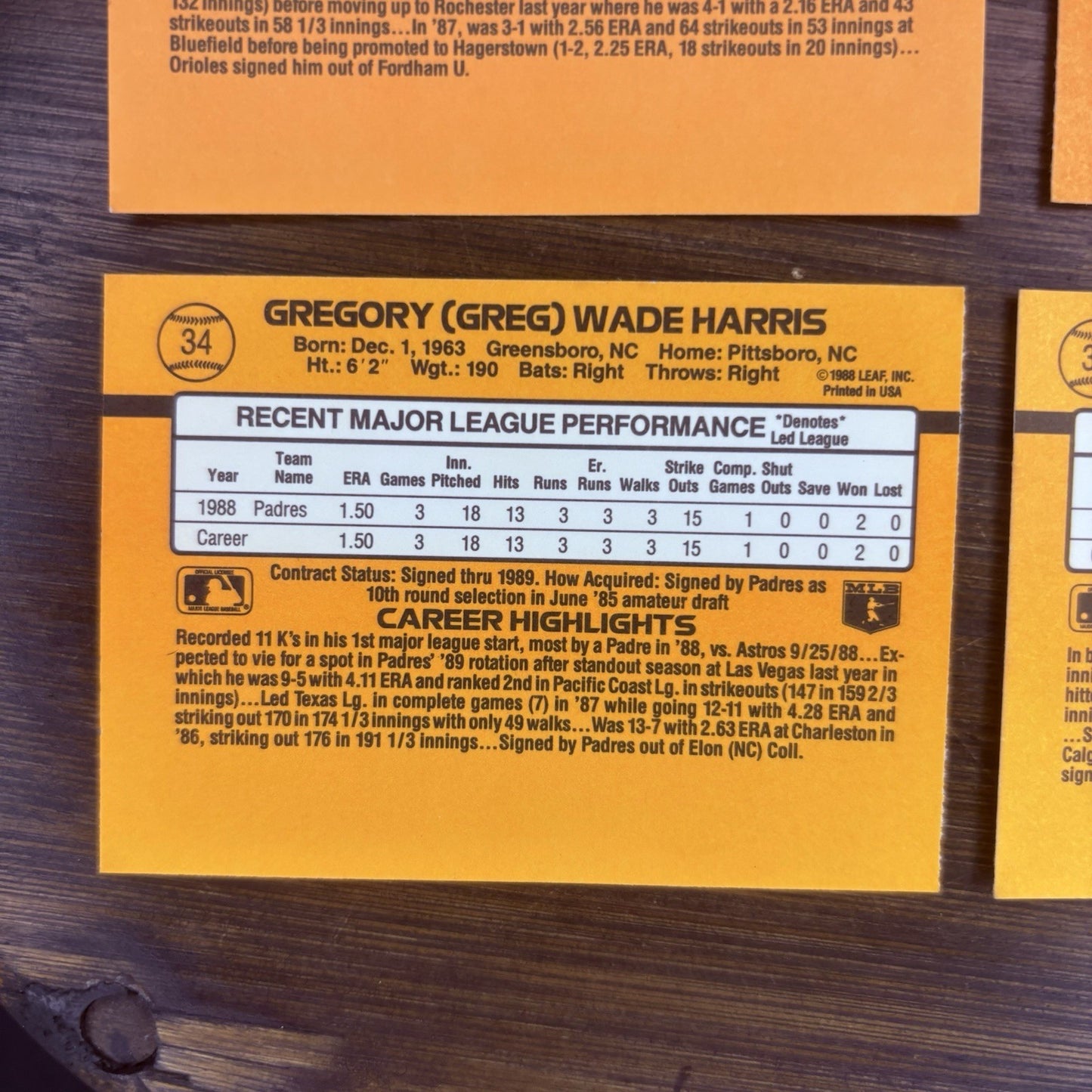 1989 Donruss Rated Rookies High Grade MLB Trading Card Lot Of (4)6