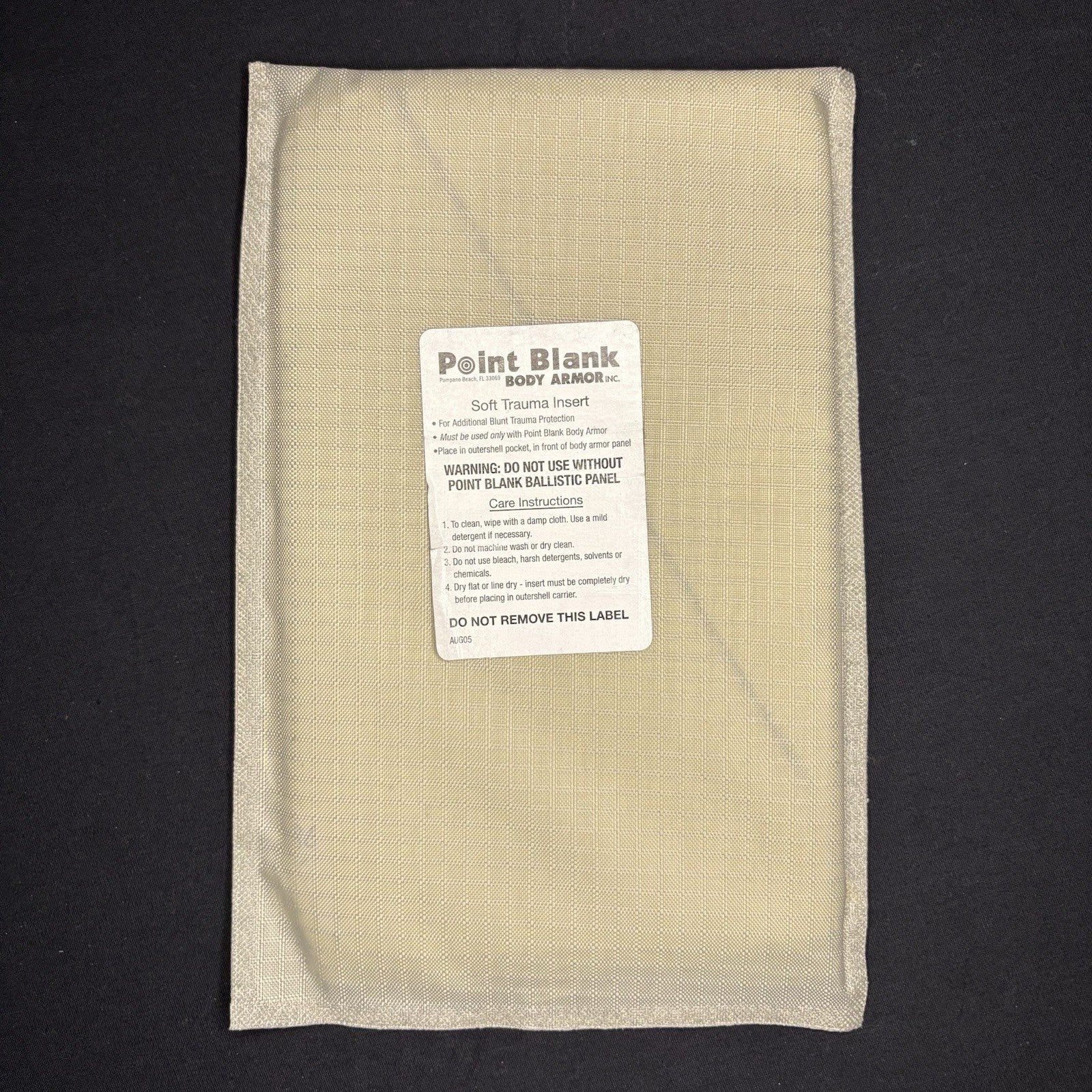 PB Trauma Plate Insert 5x8 Soft Ballistic Panel Body Armor0