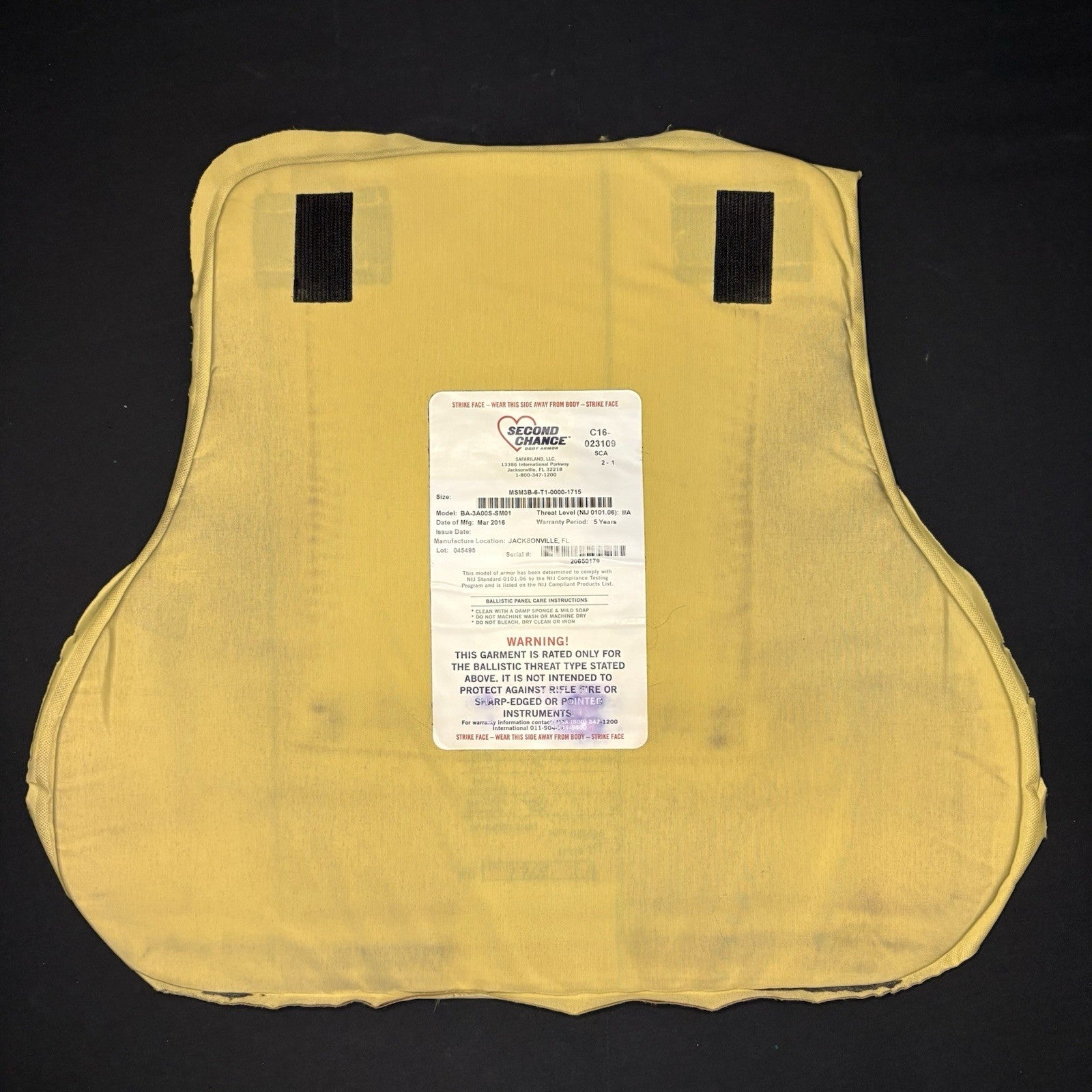 Second Chance 3A IIIA Bullet Proof Vest Size Large w/Trauma Plate Concealable11