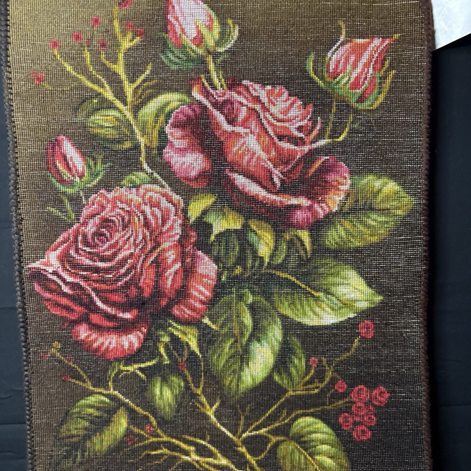 Pictorial Rug Hand Knotted Silk 3-D Roses 24”x16” 240KPSI w/Rug Hangers17