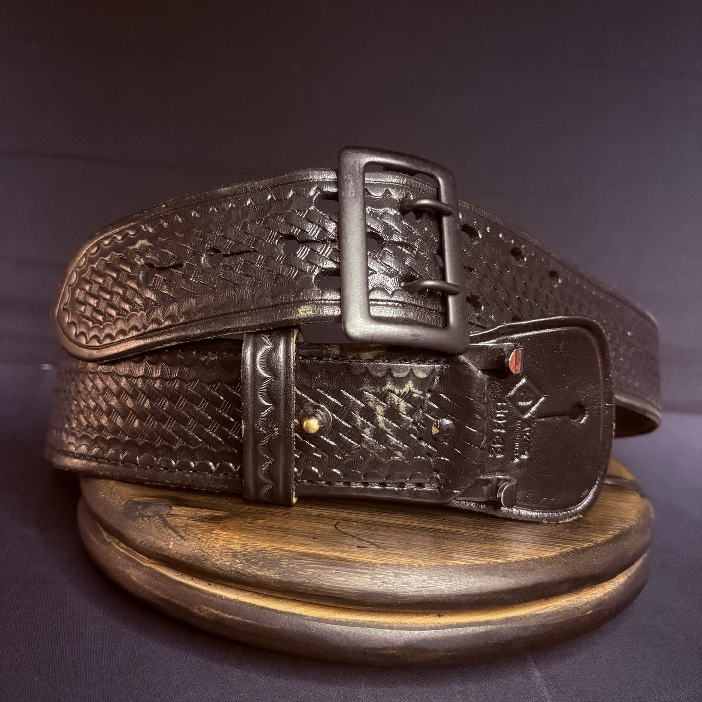 Aker Sam Browne Duty Belt Size 32" (B03-32) Black Basketweave w/ Black Buckle2