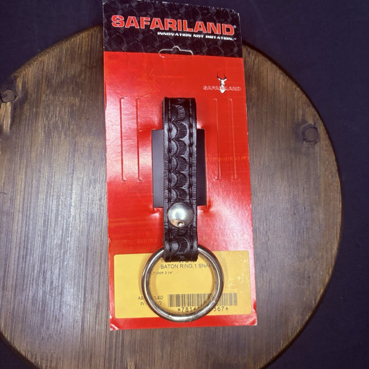 Safariland 67S Baton Ring Chrome Ring & Snap Black Basket Weave 2.25" Belt Loop0