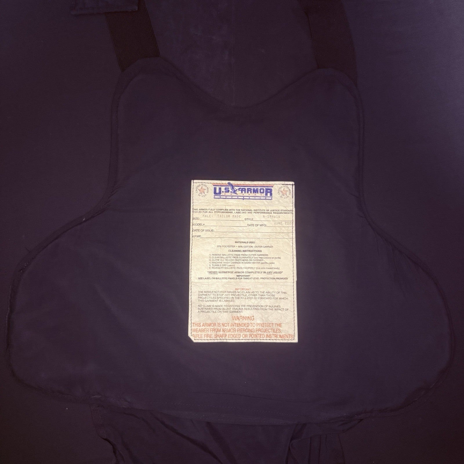 US Armor Bullet Proof Vest Size Large Ballistic Level 2 II Made In USA6