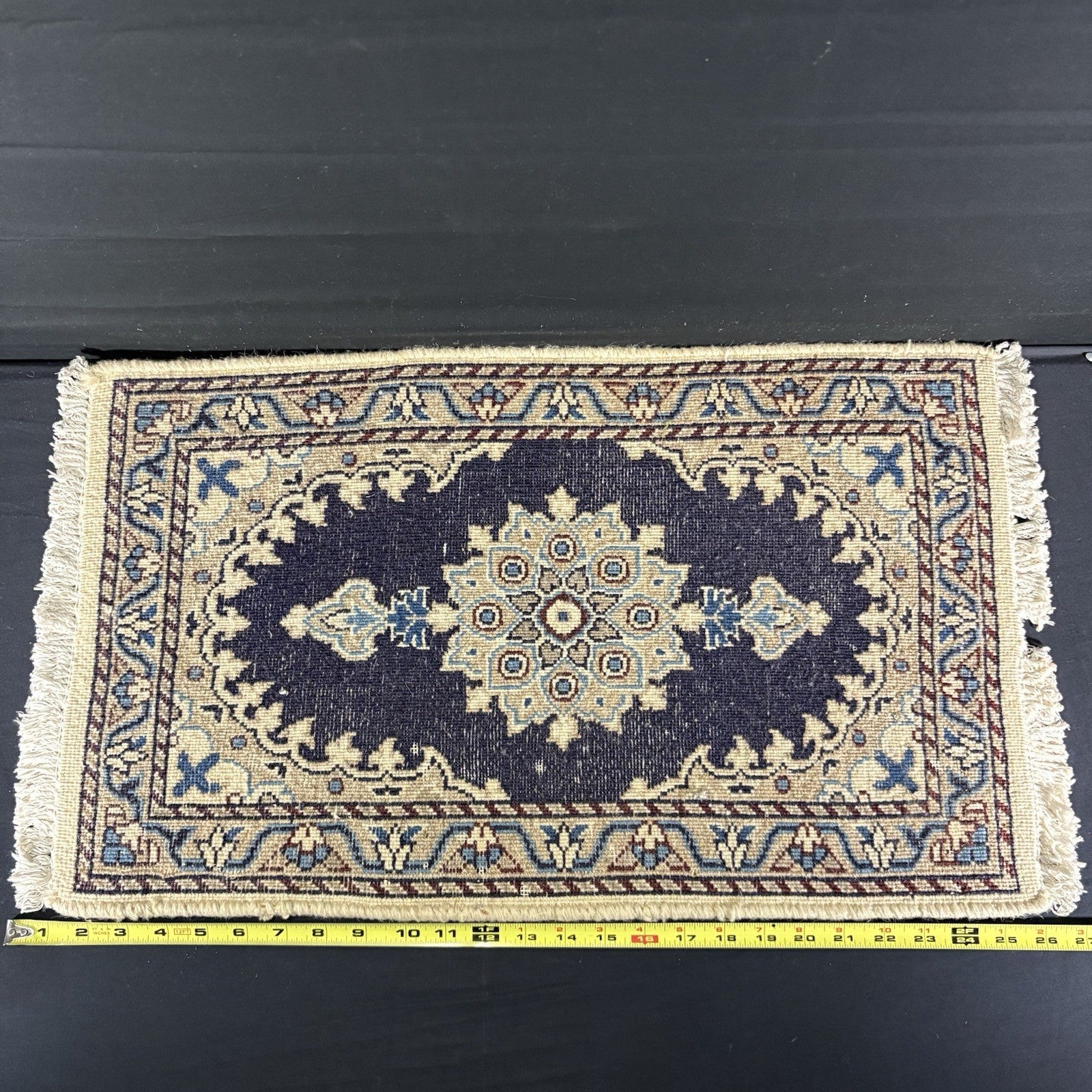 Persian Rug Hand Knotted Blue Medallion 2'x1' or 25"x15" or 40cm X 60cm 4