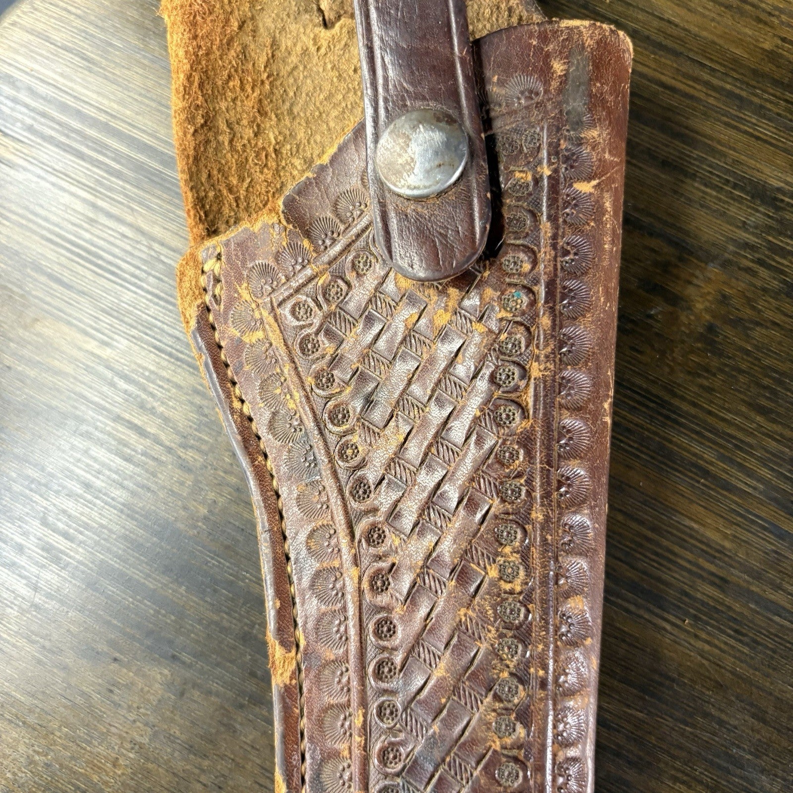Vintage Chas. Blumel Hand Tooled Leather Revolver Holster3