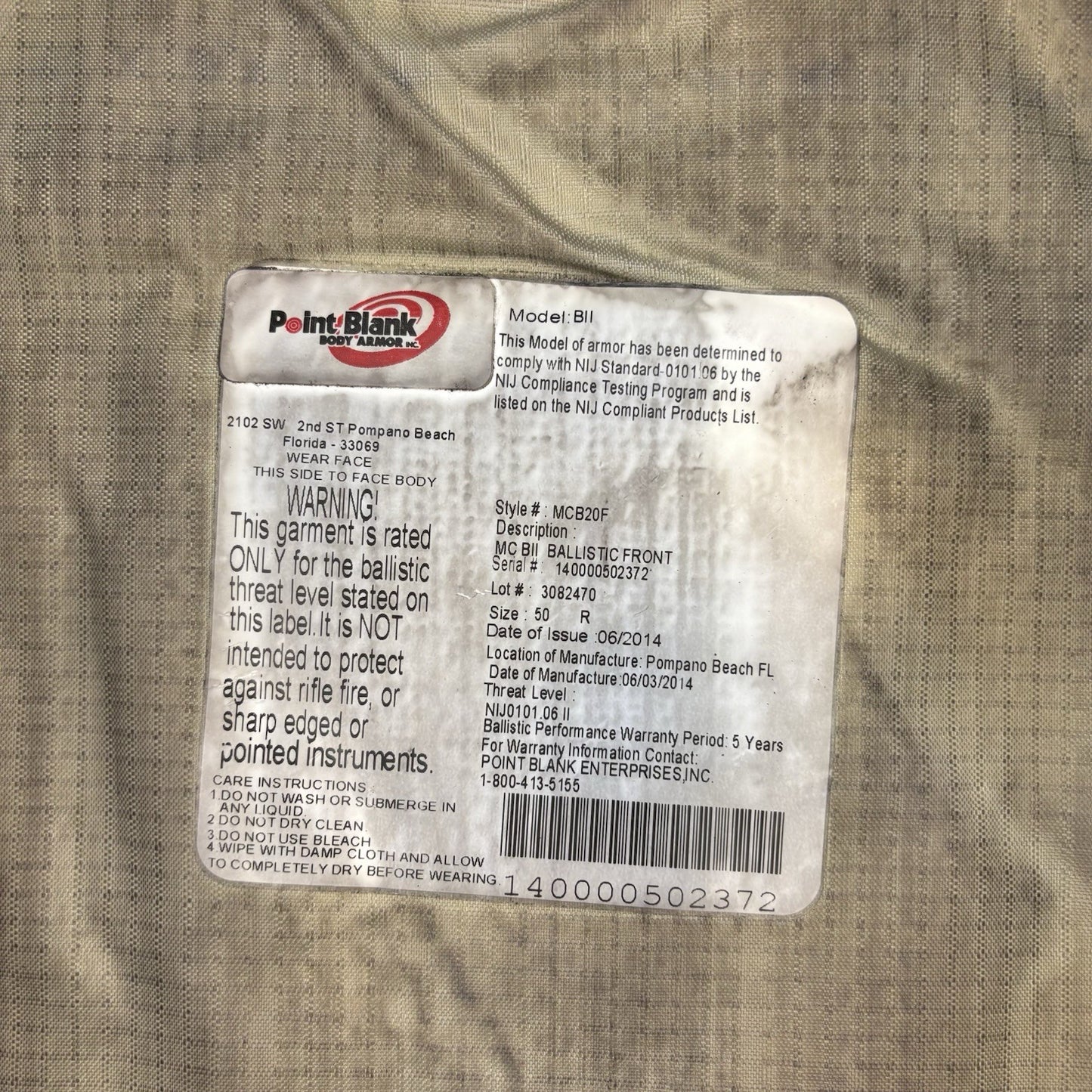 PB Level 2 II Bullet Proof Vest Size Large w/Trauma Plate Concealable Body Armor10